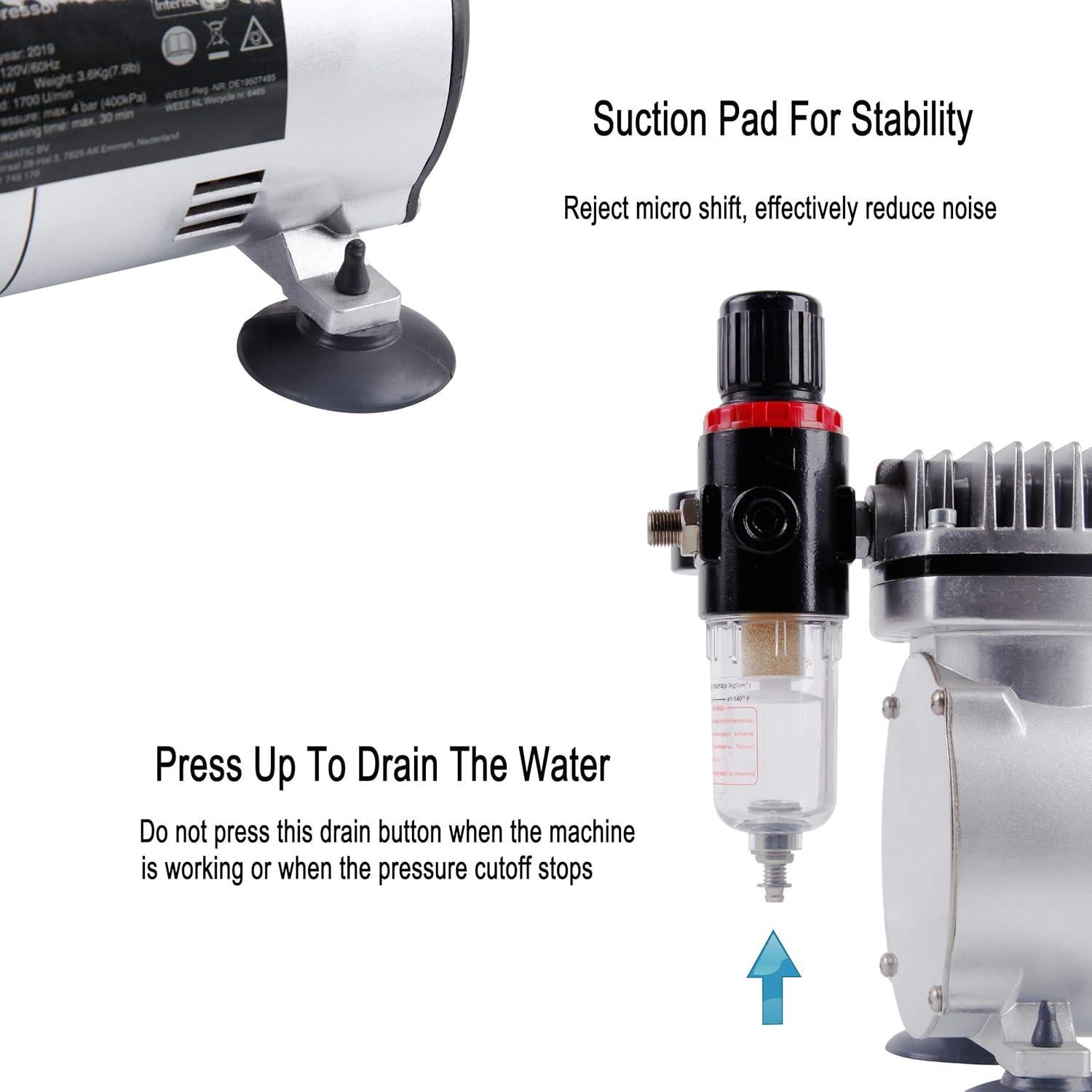 Compresor de Aerógrafo Timbertech ABPST07 1/6HP Silencioso