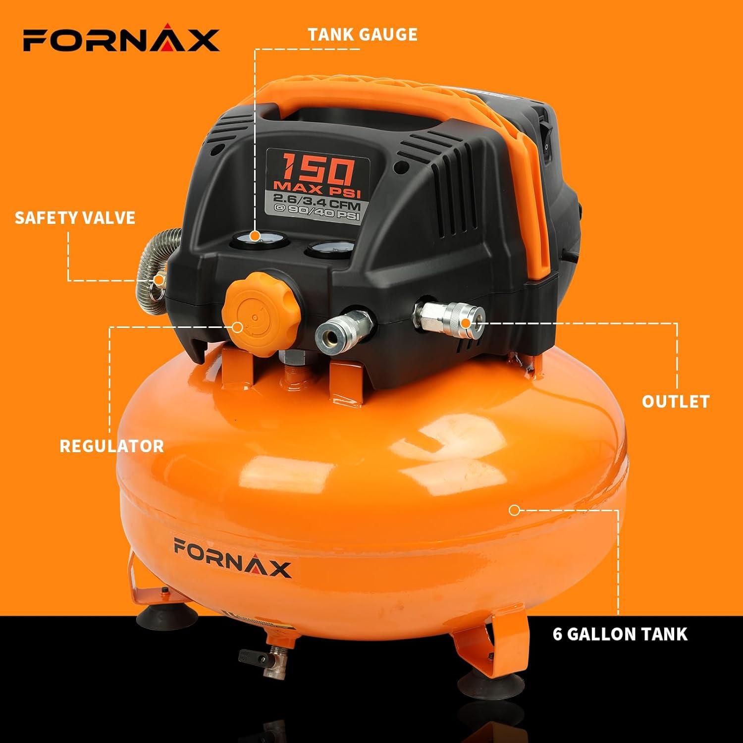 Compresor de aire FORNAX Pancake 6 Galones 150 PSI Eléctrico