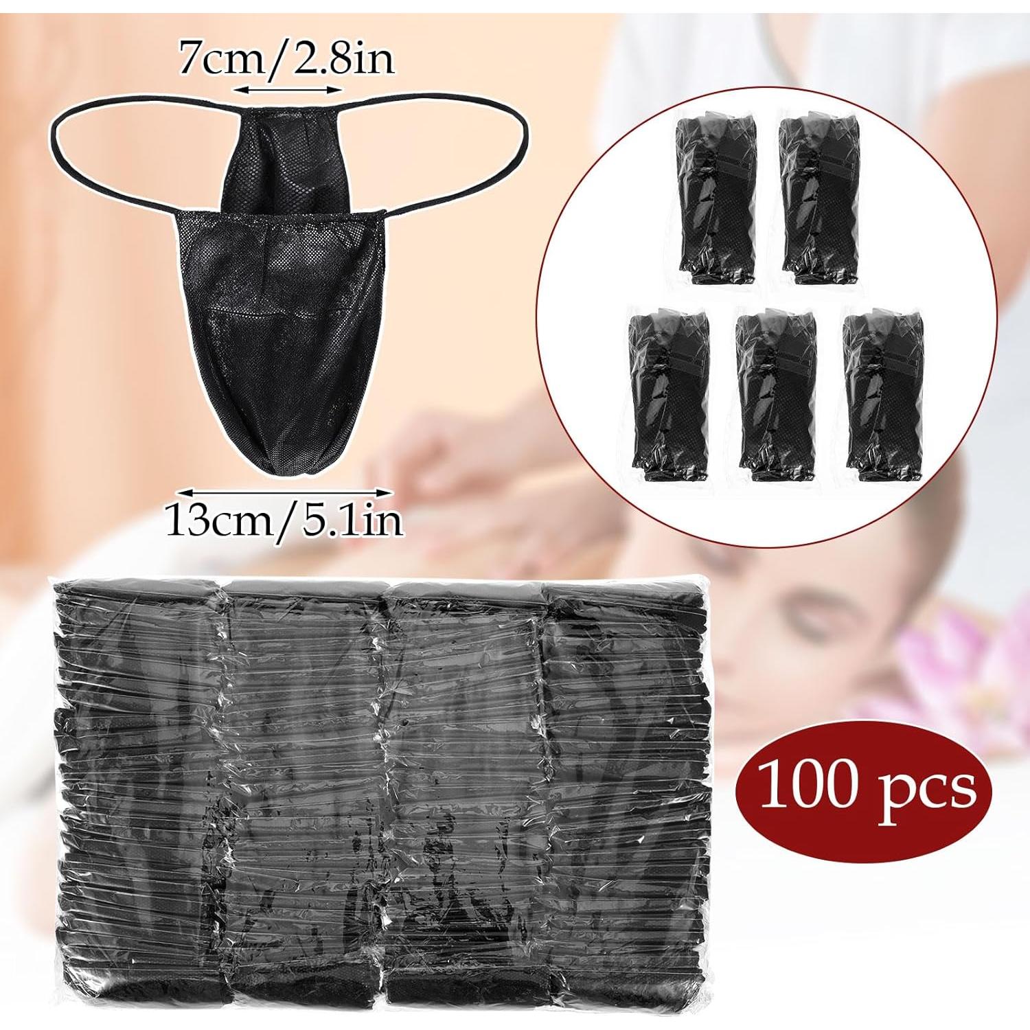 100 Braguitas Desechables Tanga Negra para Mujeres - Spa y Bronceado
