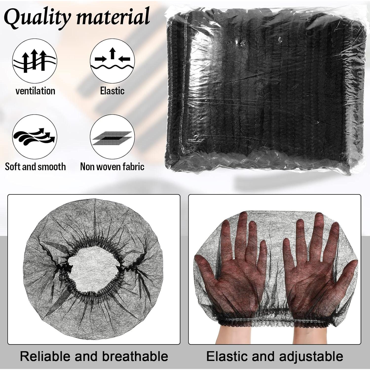 100 Gorras Bouffant Desechables Geyoga 53 cm Negro