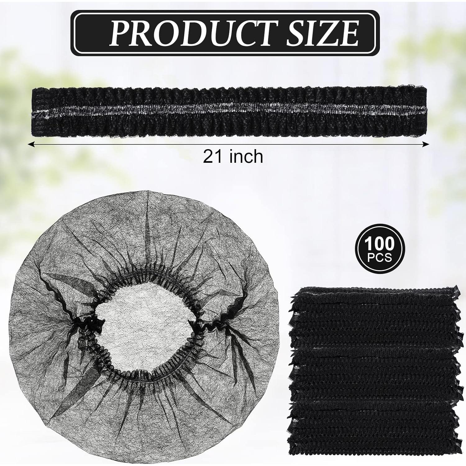 100 Gorras Bouffant Desechables Geyoga 53 cm Negro