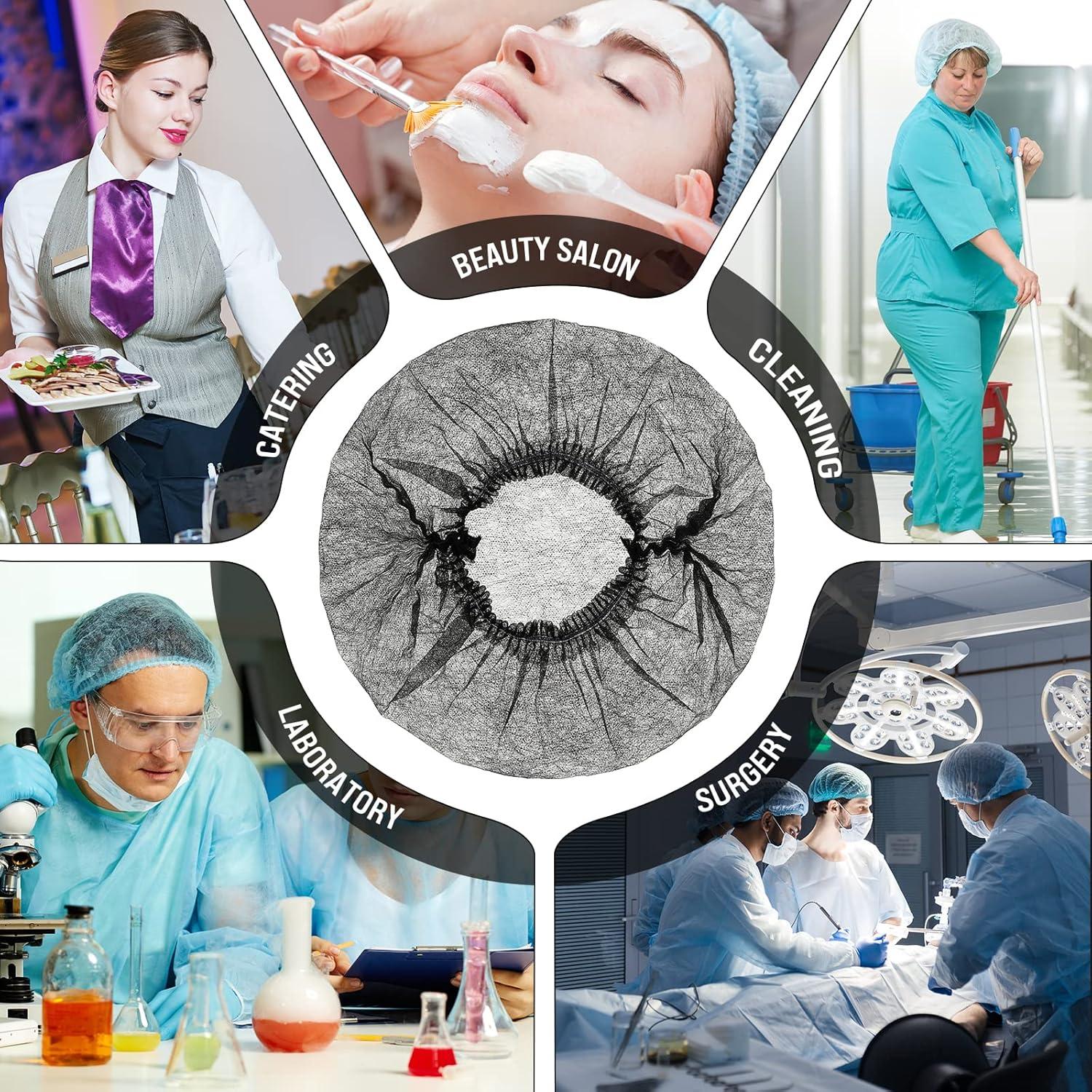 100 Gorras Bouffant Desechables Geyoga 53 cm Negro