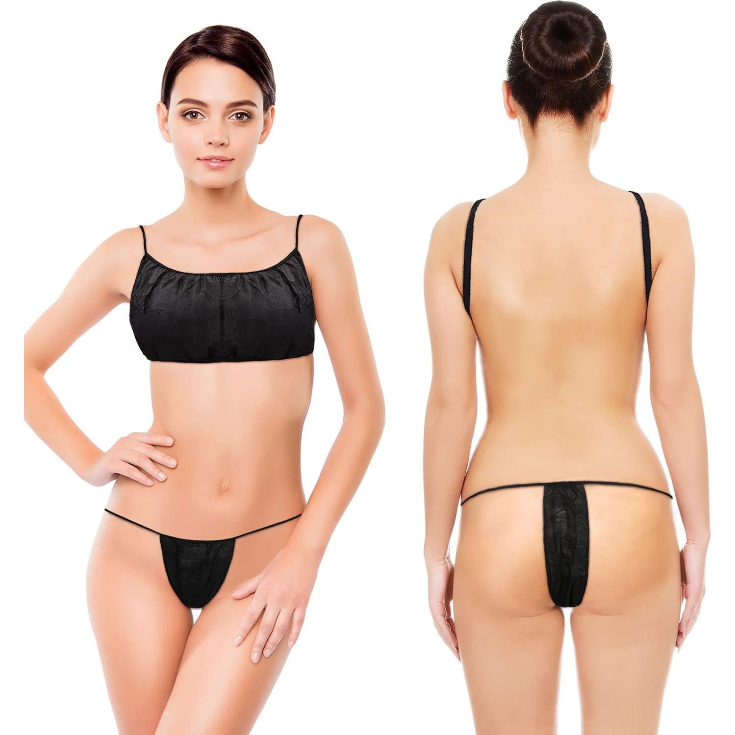 50 Piezas Sujetadores y Bragas Desechables Yahenda - Negro