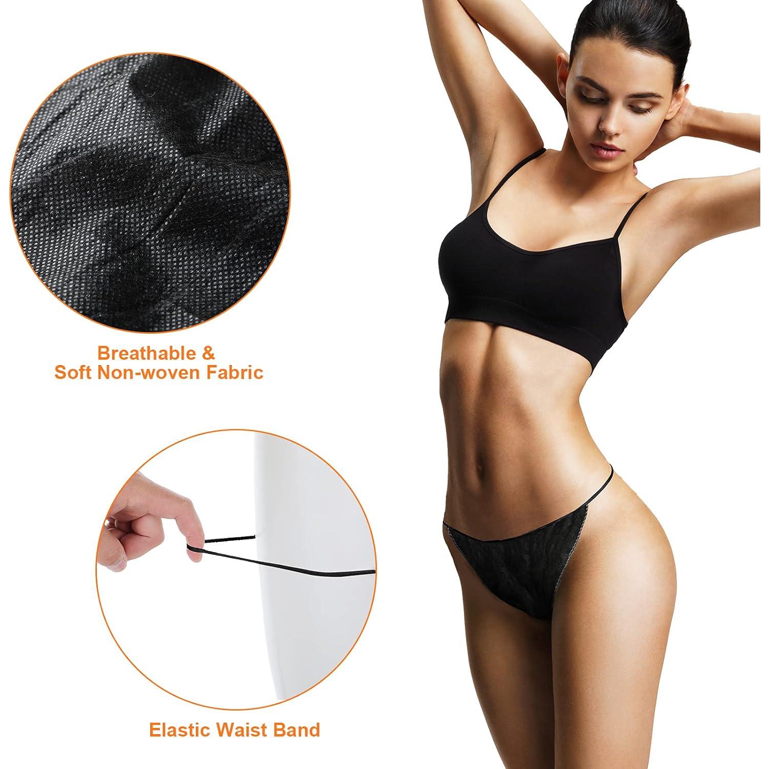 Bragas Desechables Tanga Geyoga 50 Pcs Negro para Mujeres
