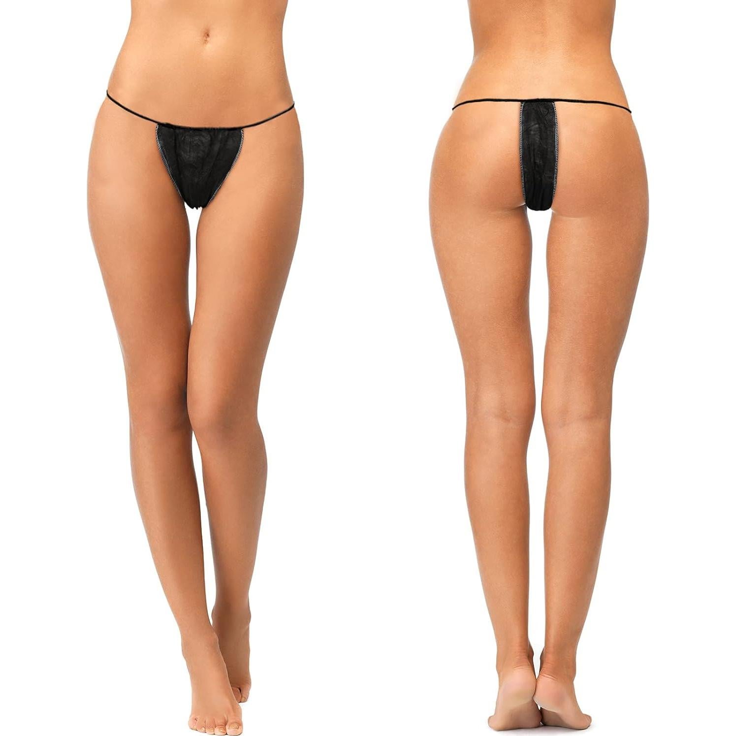 Bragas Desechables Tanga Geyoga 50 Pcs Negro para Mujeres