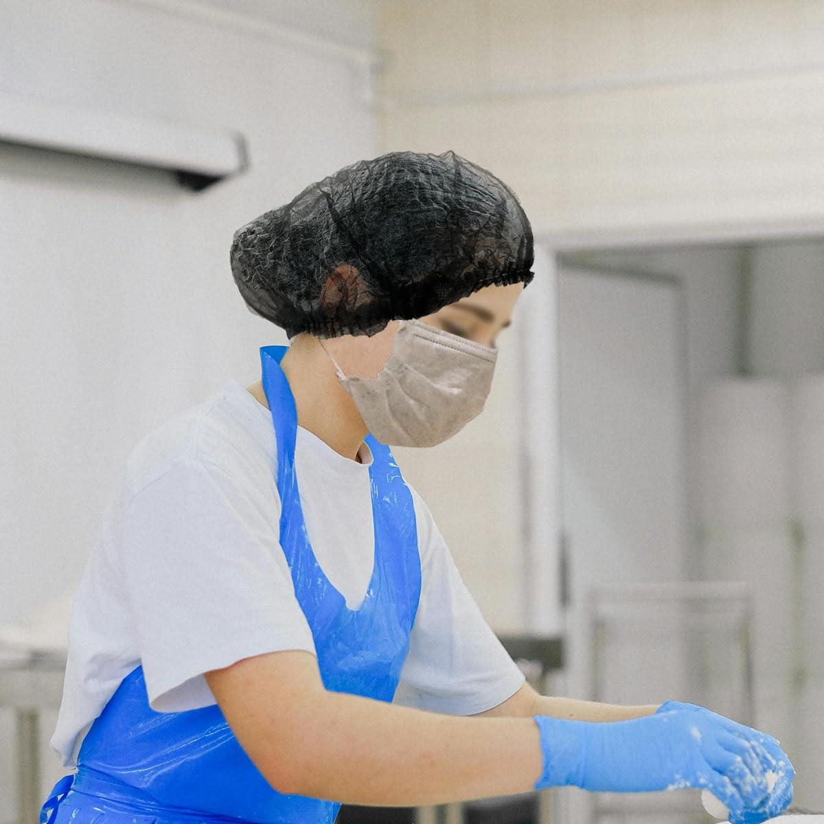 100 Gorras Bouffant Desechables Negras para Cocina y Belleza