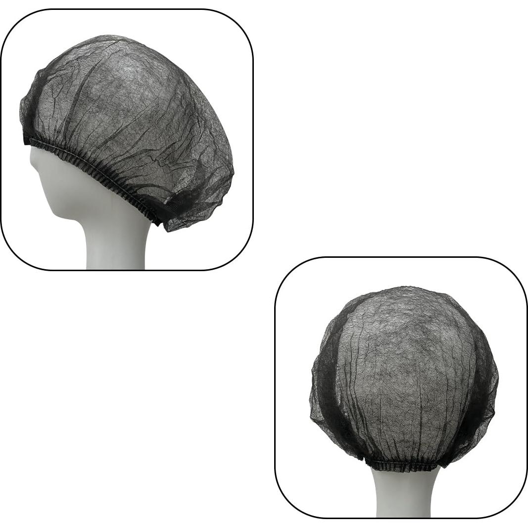 100 Gorras Bouffant Desechables Negras para Cocina y Belleza