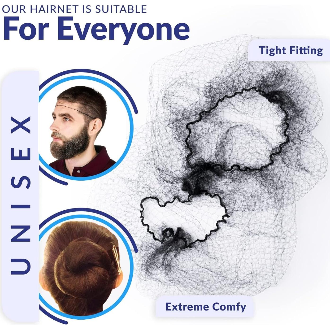 100 Redes de Cabello Negras ZefeqCo 61 cm para Moño y Cocina