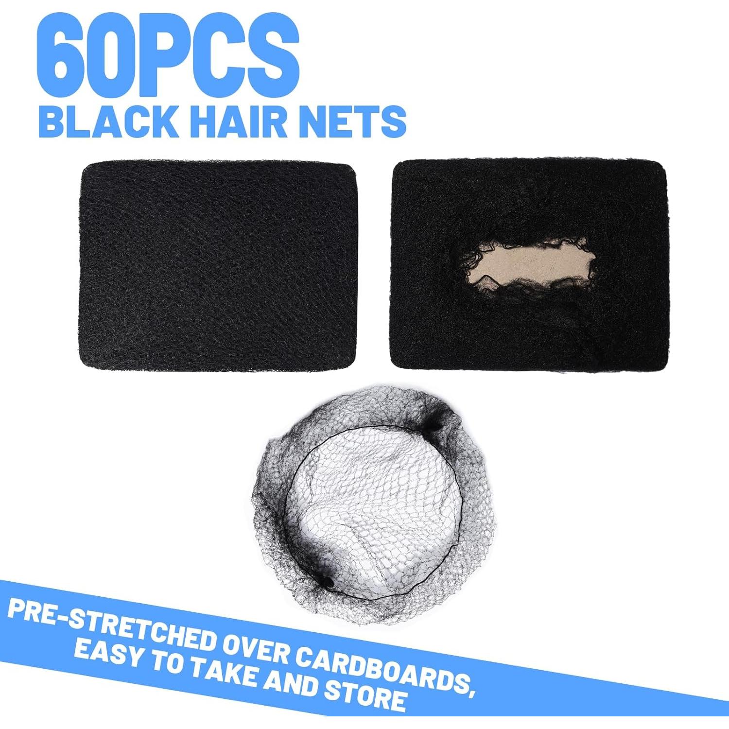 Redes para Cabello LEOBRO Negras 60 pcs Nylon 61 cm