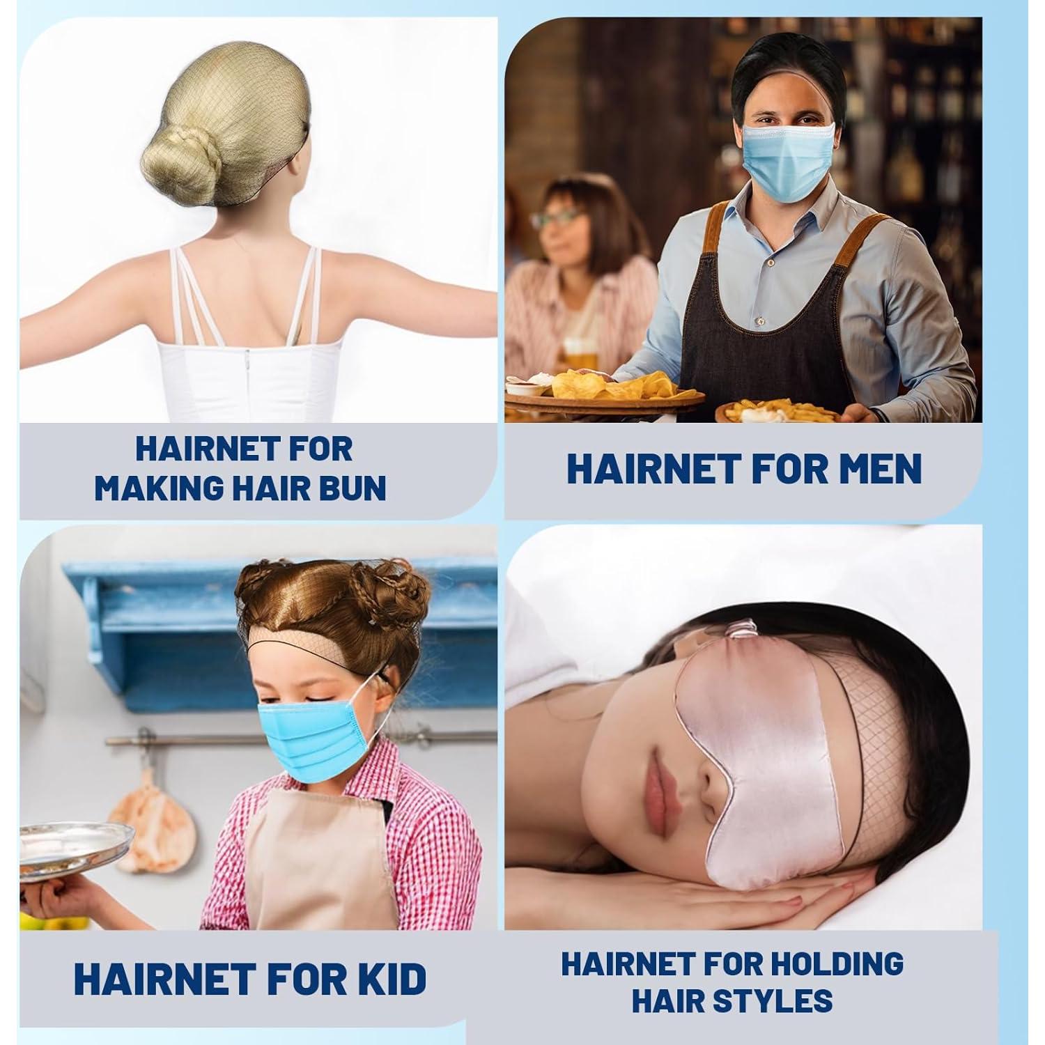 Redes para Cabello LEOBRO Negras 60 pcs Nylon 61 cm