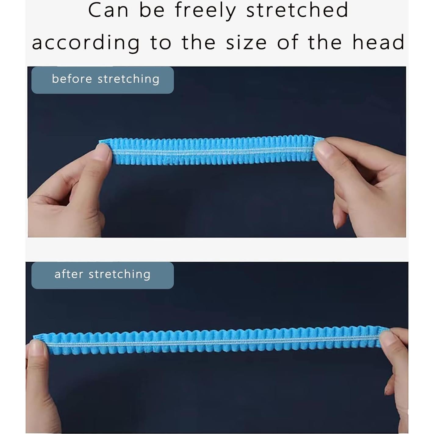 Paquete de 100 Gorras Bouffant Desechables Azules 53 cm