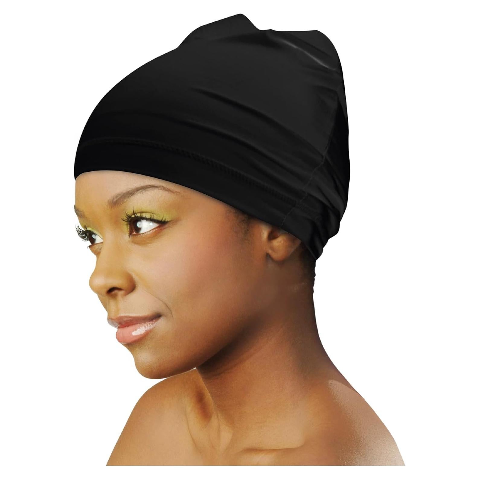 DONNA Peluca Cabello Humano con Cap Spandex para Mujeres - Negro