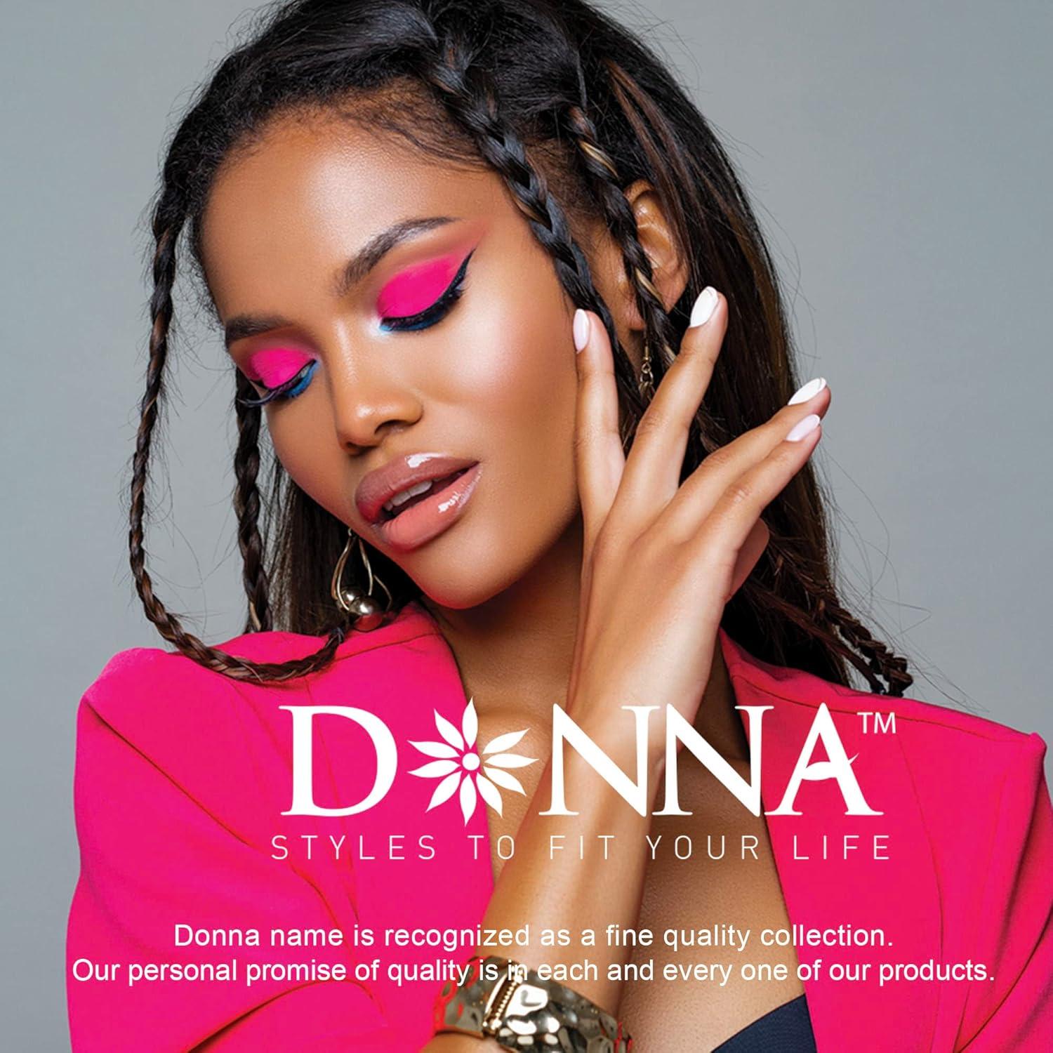 DONNA Peluca Cabello Humano con Cap Spandex para Mujeres - Negro