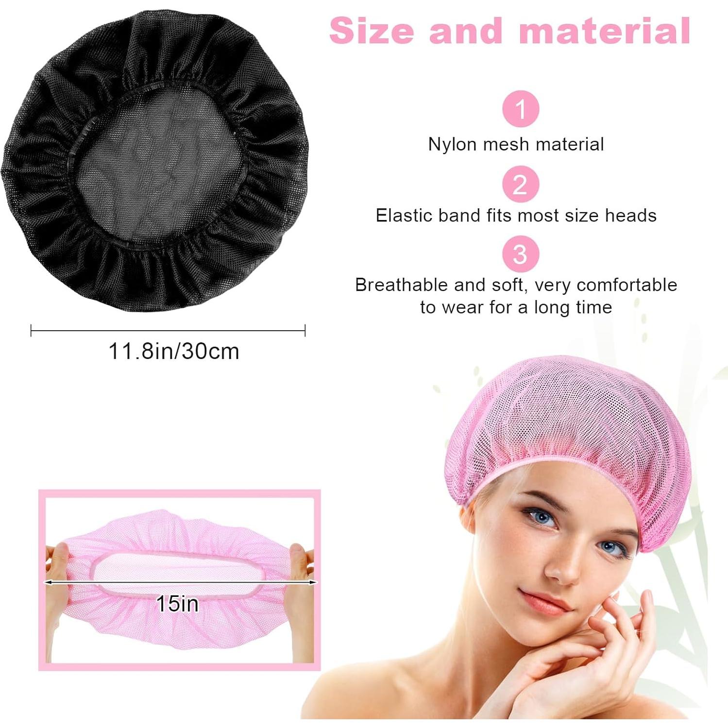 4 Bonetes de Malla para Dormir Dimeho Rosa/Negro Talla Única