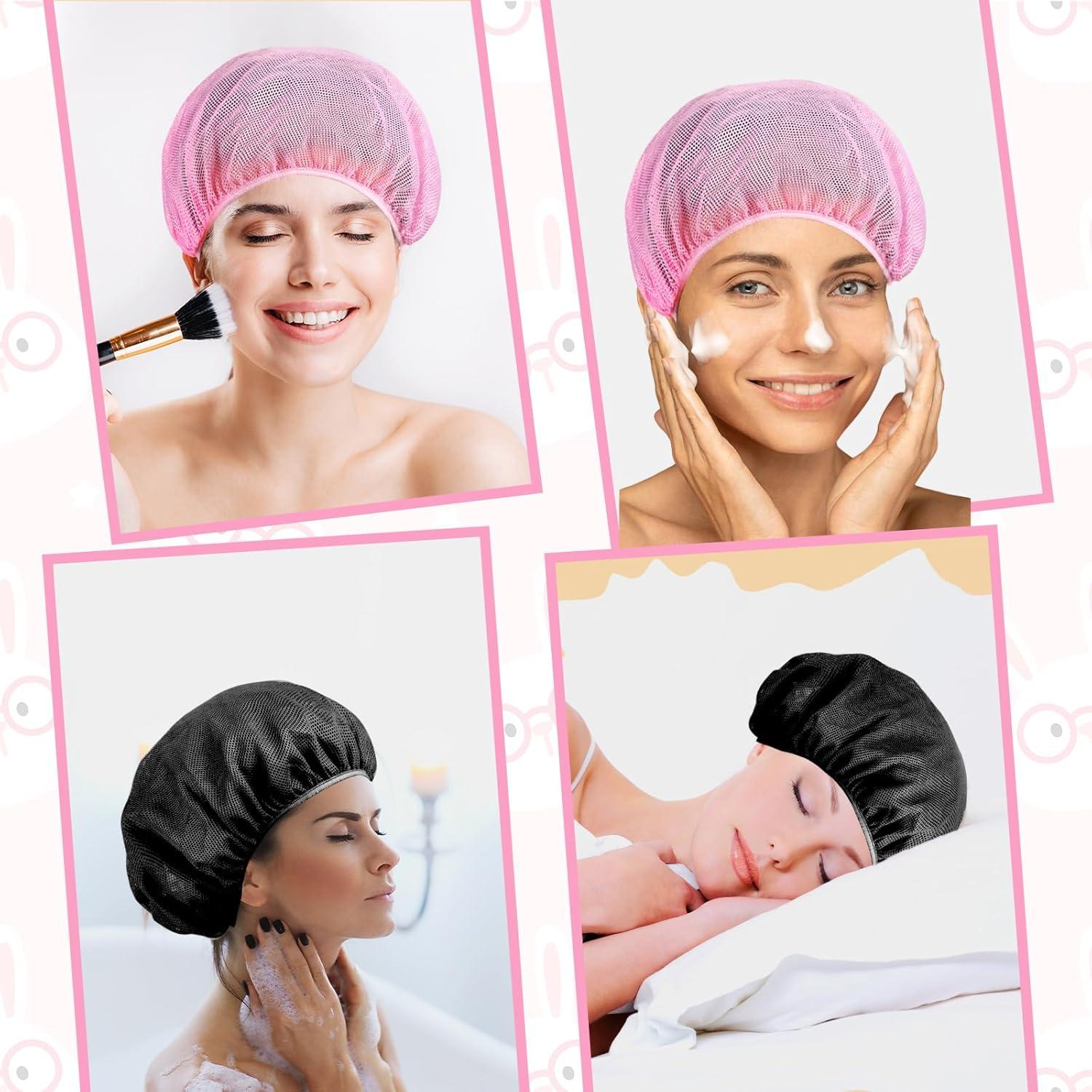 4 Bonetes de Malla para Dormir Dimeho Rosa/Negro Talla Única