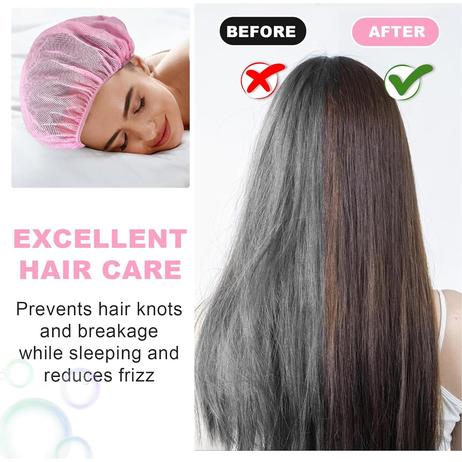 4 Bonetes de Malla para Dormir Dimeho Rosa/Negro Talla Única