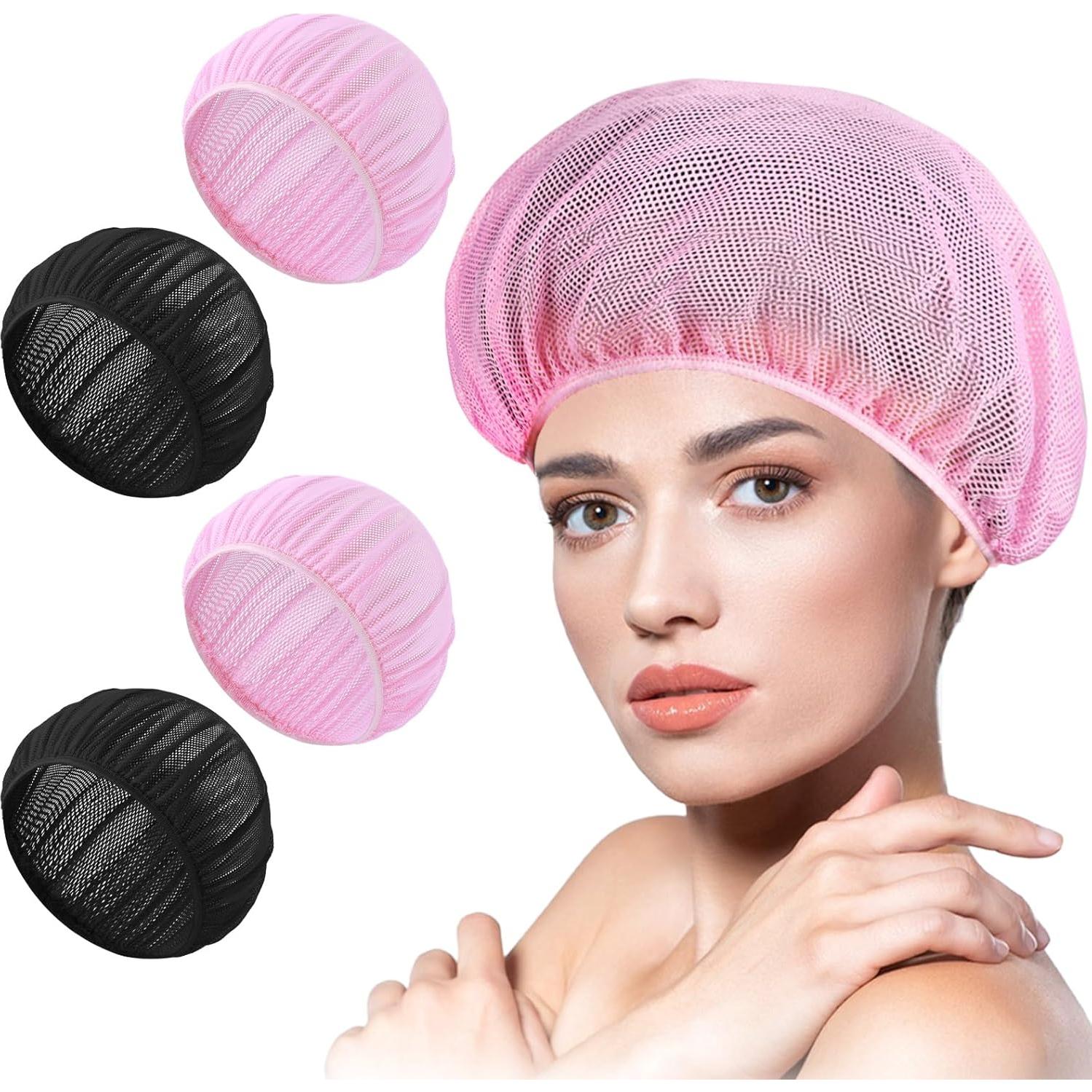 4 Bonetes de Malla para Dormir Dimeho Rosa/Negro Talla Única