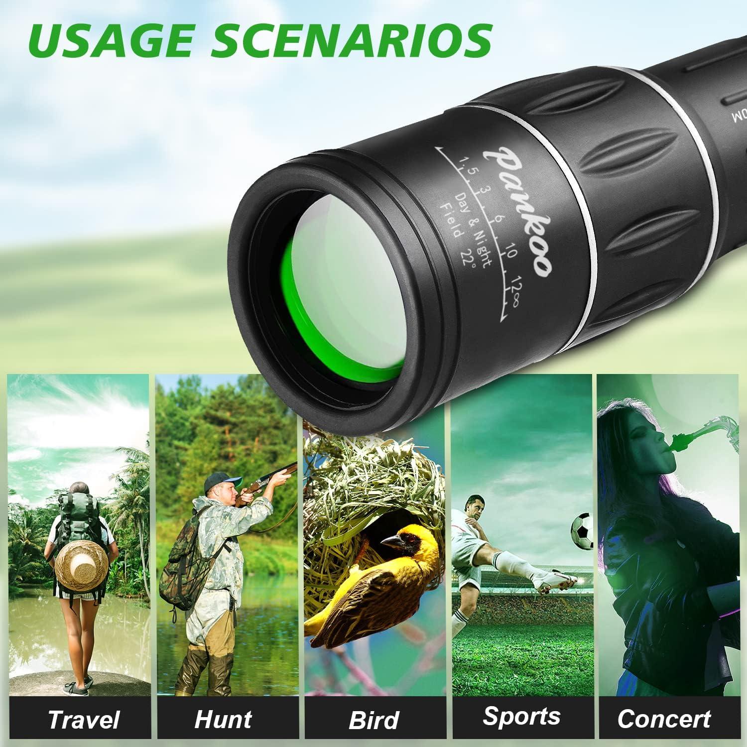 Telescopio Monocular Pankoo 16X52 HD Compacto para Aventura