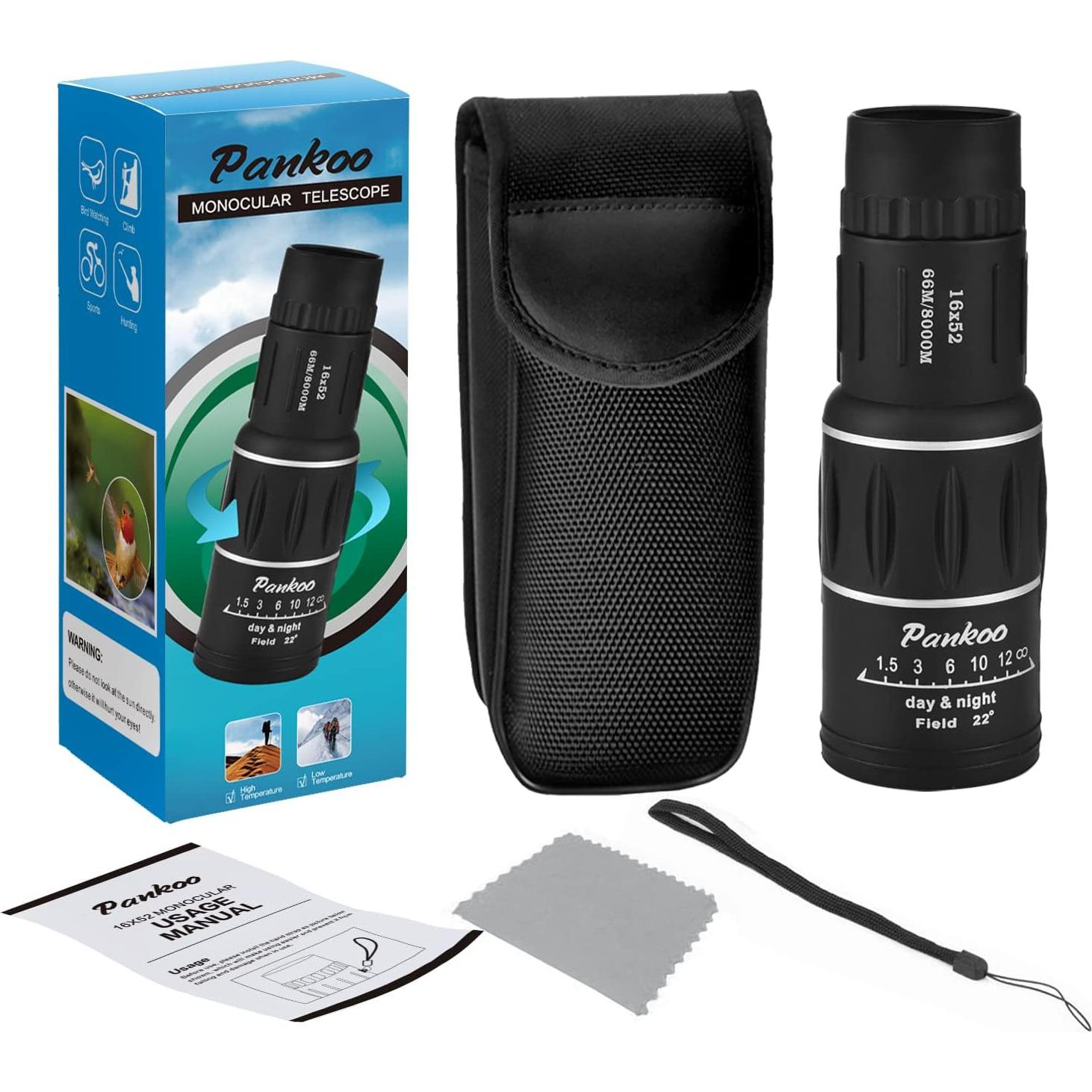 Telescopio Monocular Pankoo 16X52 HD Compacto para Aventura