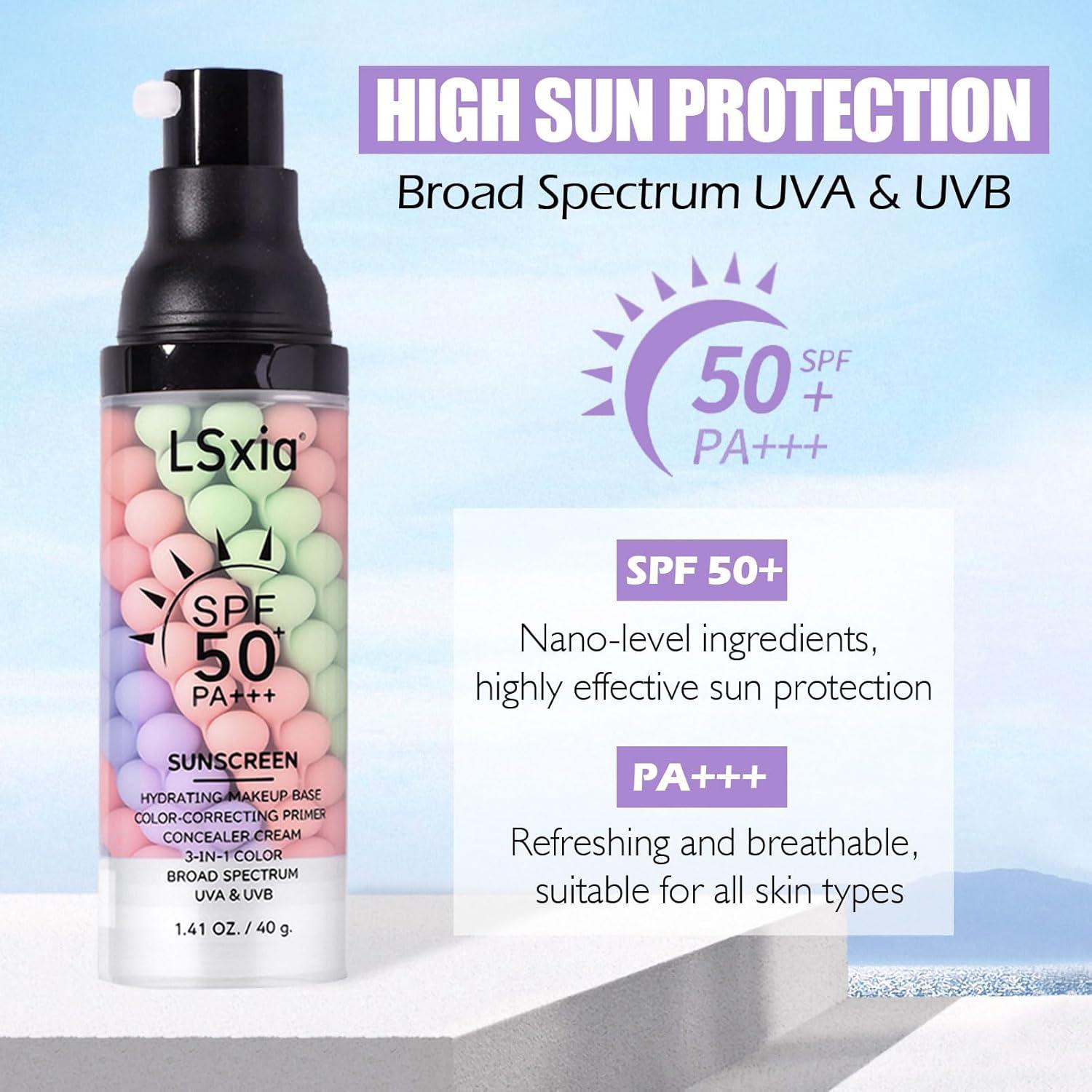 Primer Hidratante 3 en 1 LSxia SPF 50 Corrector Color #01