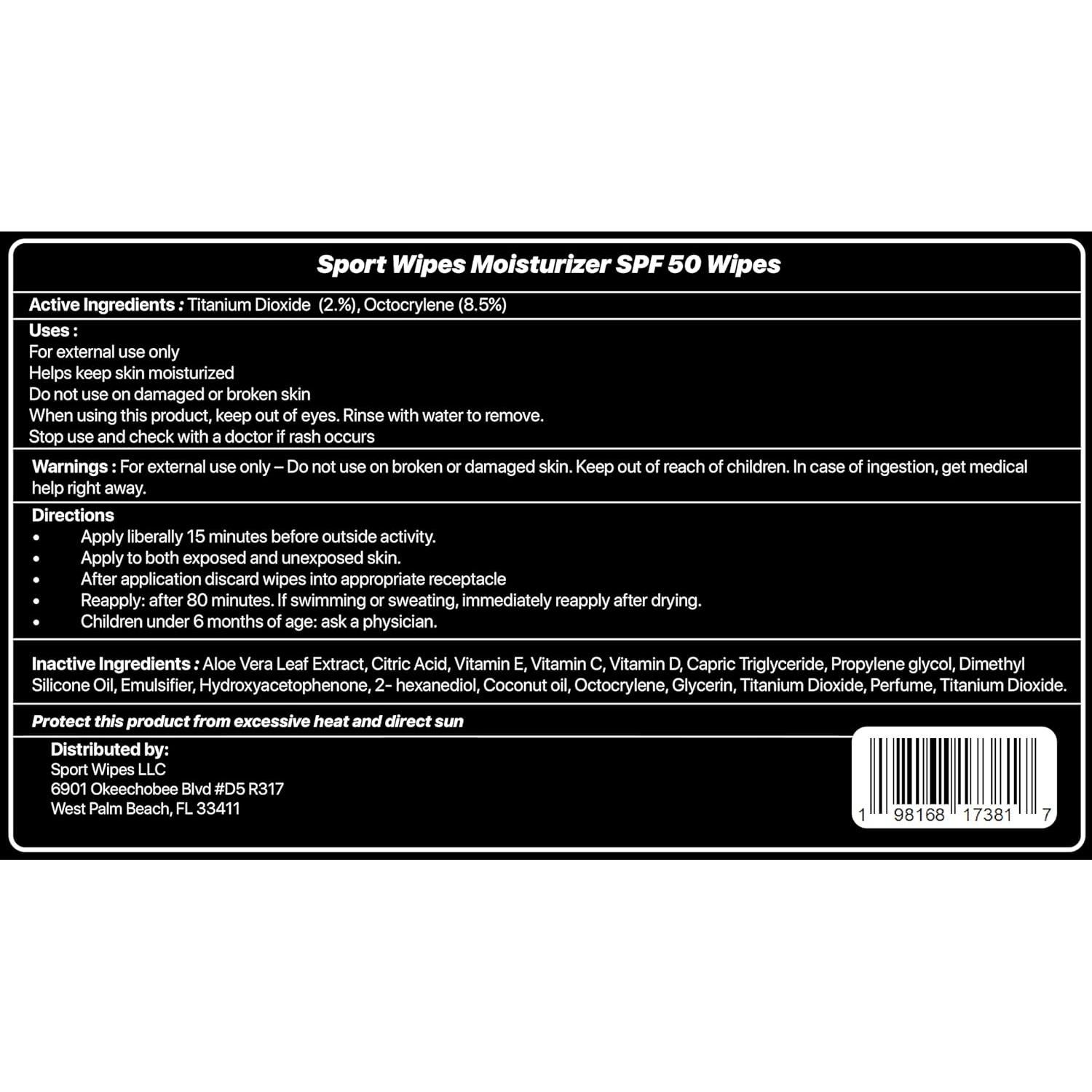 Toallitas Hidratantes SPF 50 Eagle Wipes Biodegradables 164g