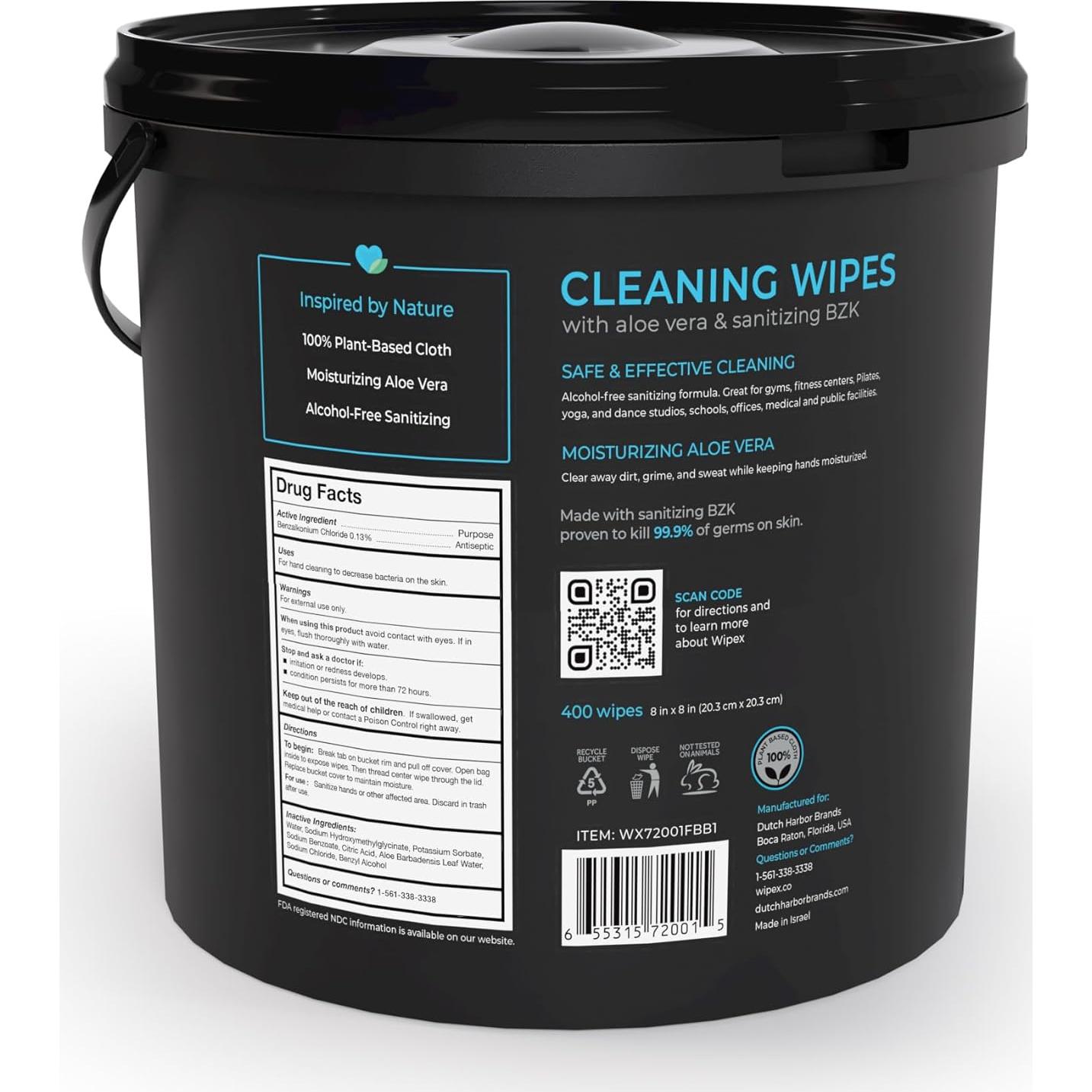 Toallitas de Limpieza Wipex 400ct para Gimnasio y Fitness