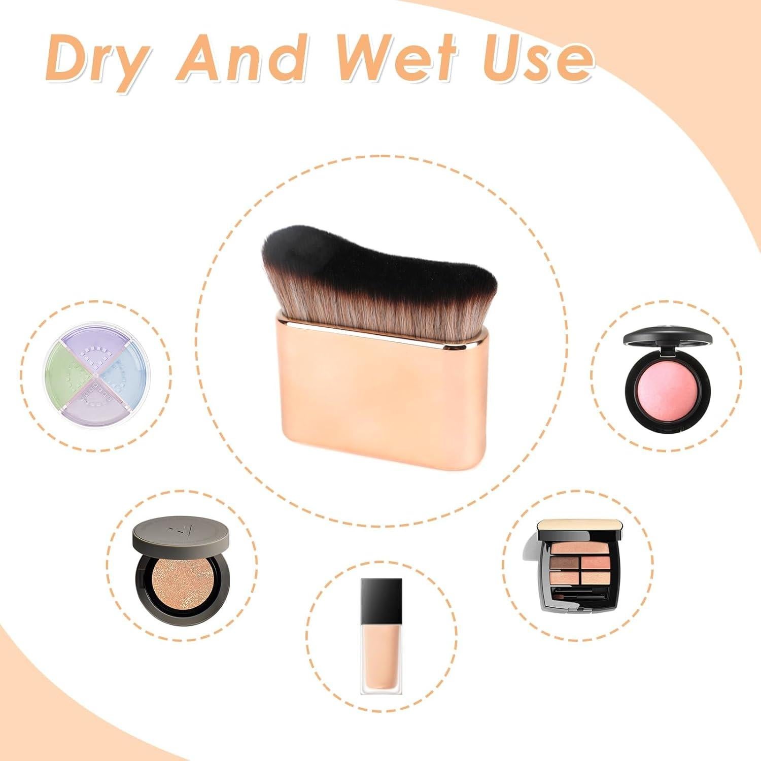 Brocha Kabuki de Bronceado Rosa Oro Profesional 7.6cm