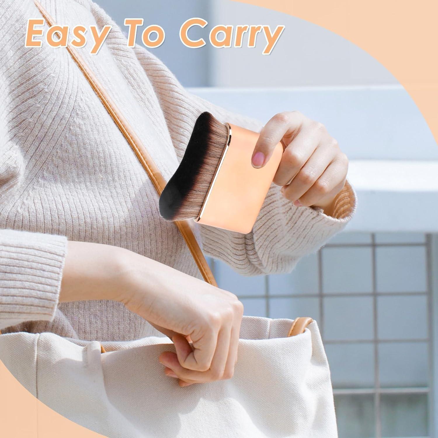 Brocha Kabuki de Bronceado Rosa Oro Profesional 7.6cm