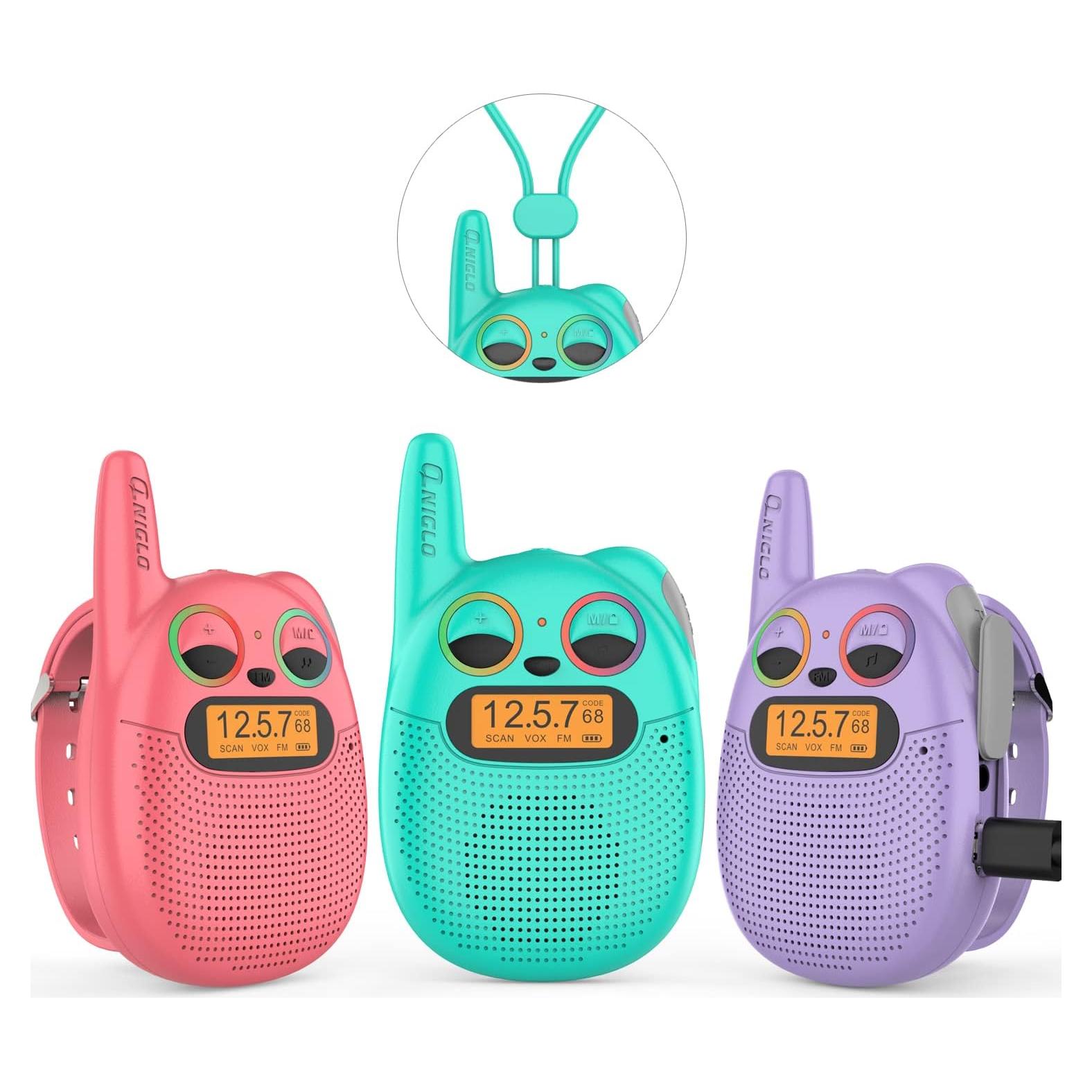Walkie Talkies Qniglo Niños 3 Paquete Recargables 4,83 km