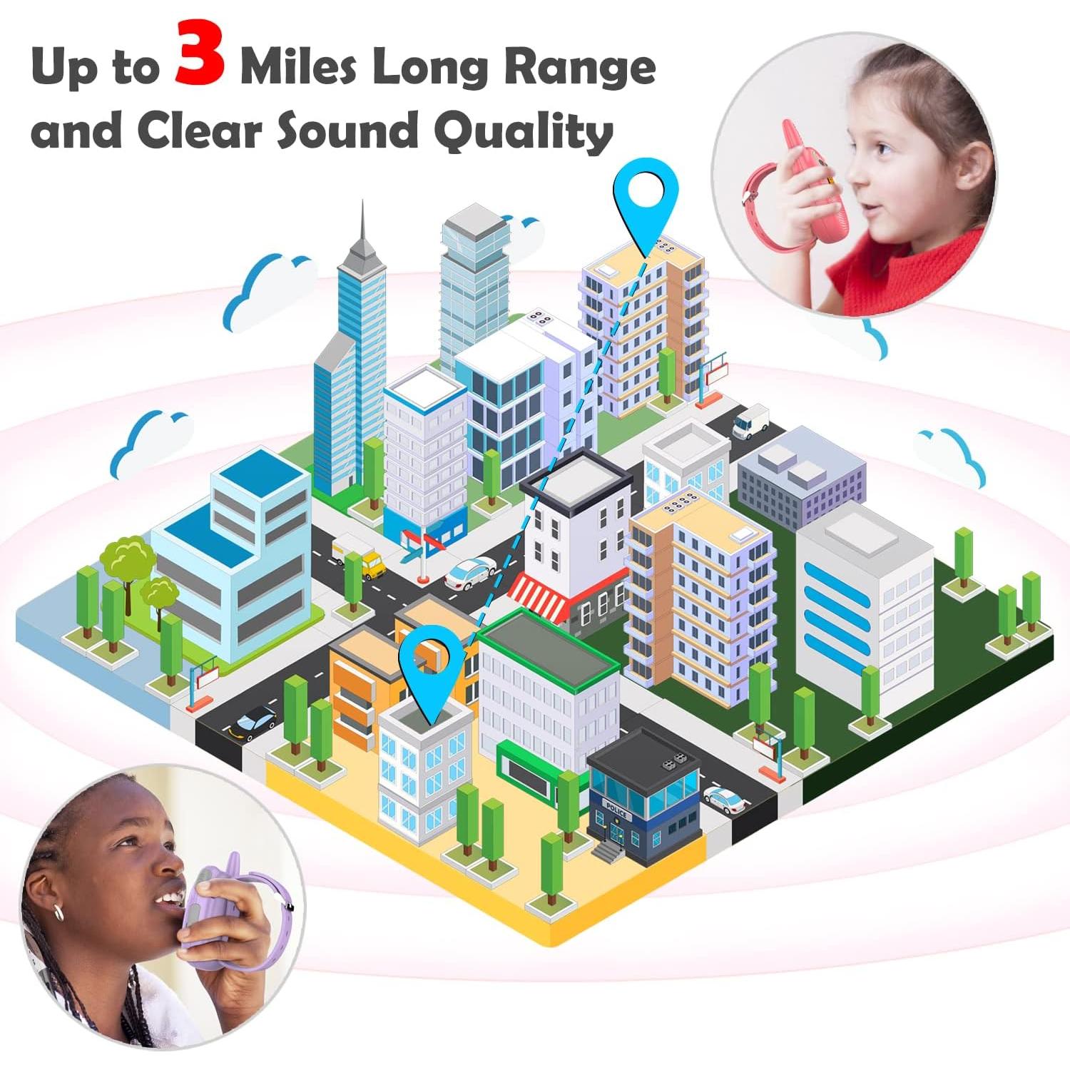 Walkie Talkies Qniglo Niños 3 Paquete Recargables 4,83 km