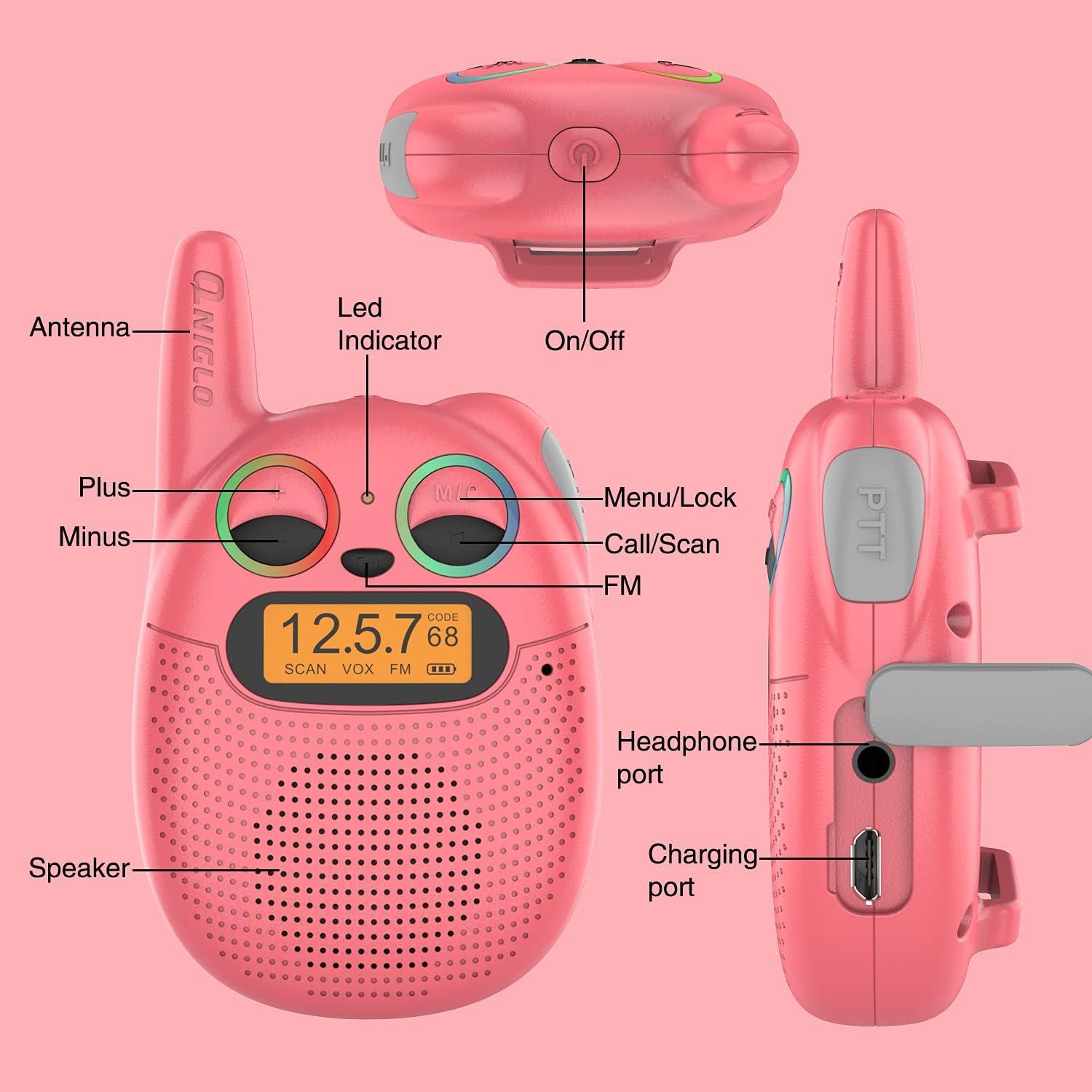 Walkie Talkies Qniglo Niños 3 Paquete Recargables 4,83 km