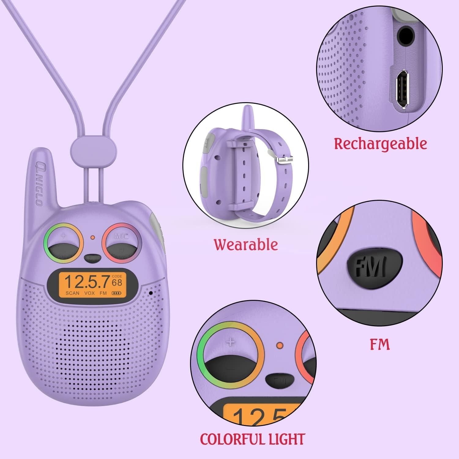 Walkie Talkies Qniglo Niños 3 Paquete Recargables 4,83 km