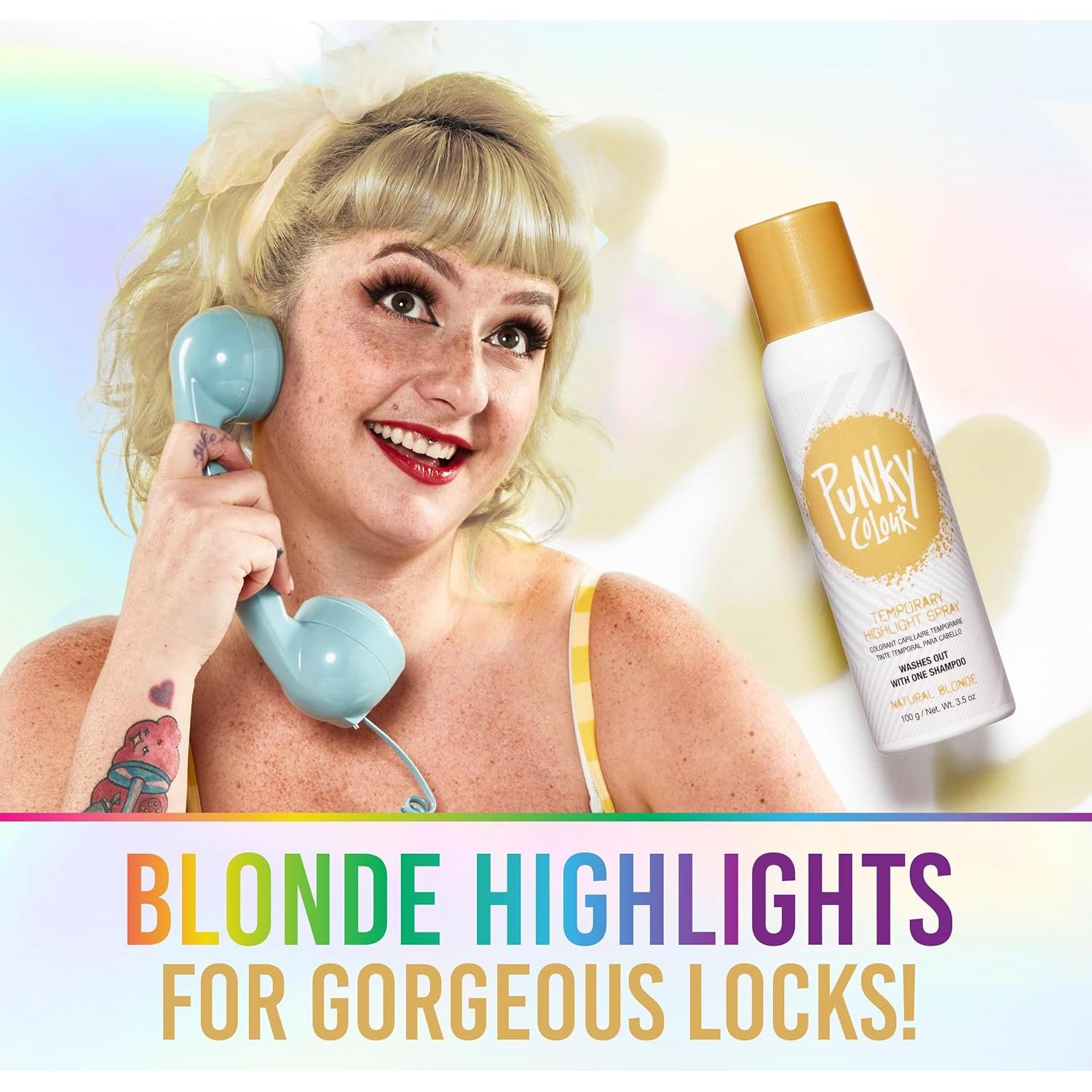 Spray Temporal para Cabello Punky 3.5 oz Rubio Natural