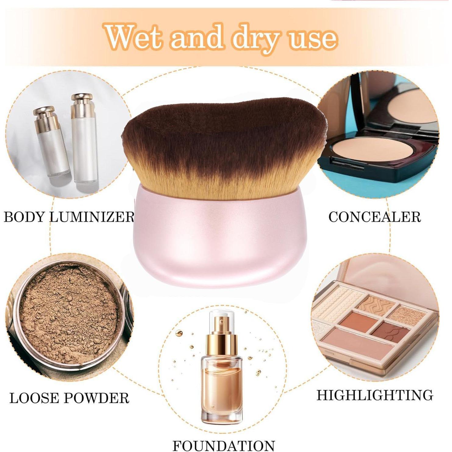 Brocha Kabuki Grande Yeweian para Bronceador y Base - Rosa Oro