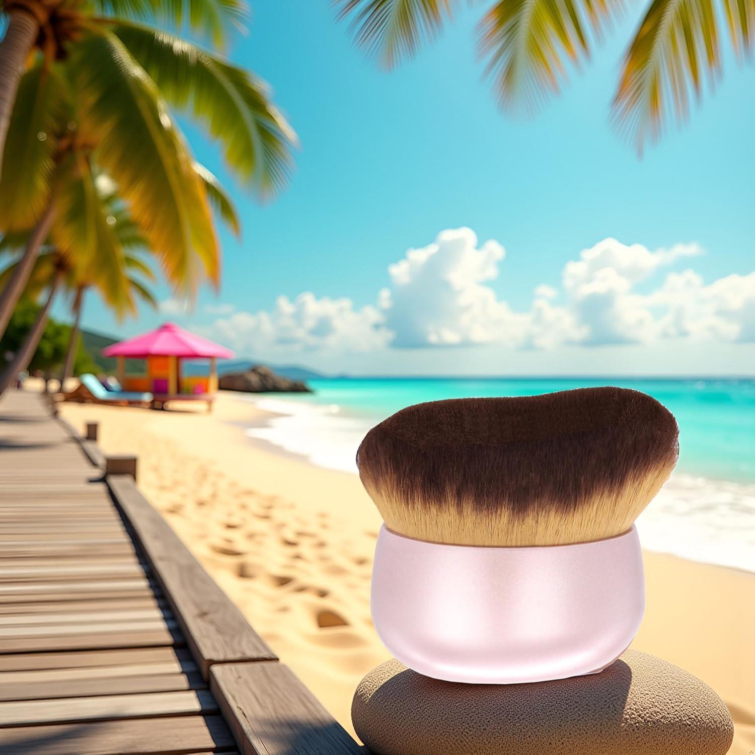 Brocha Kabuki Grande Yeweian para Bronceador y Base - Rosa Oro