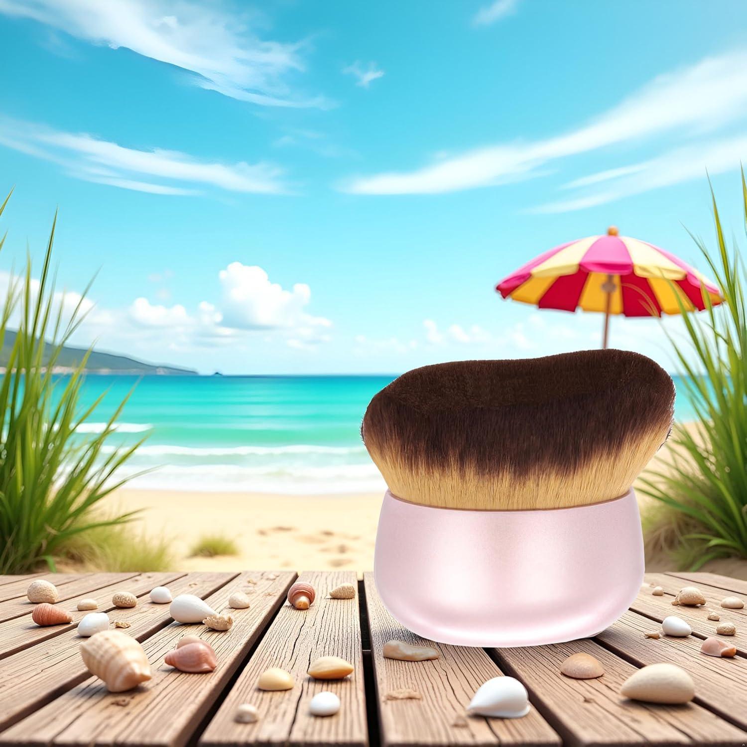 Brocha Kabuki Grande Yeweian para Bronceador y Base - Rosa Oro