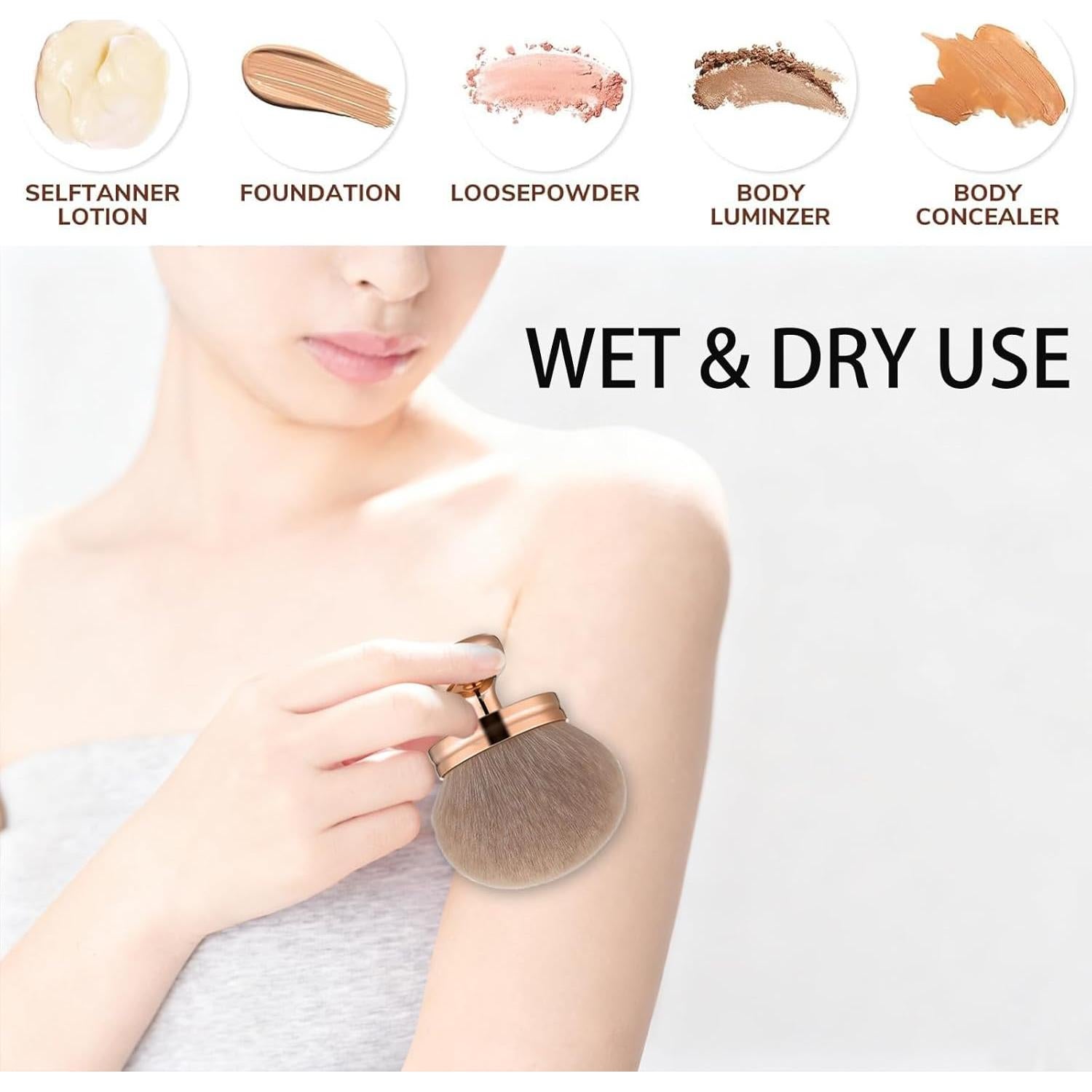 Brocha Kabuki Grande Yabacado para Maquillaje y Autobronceador