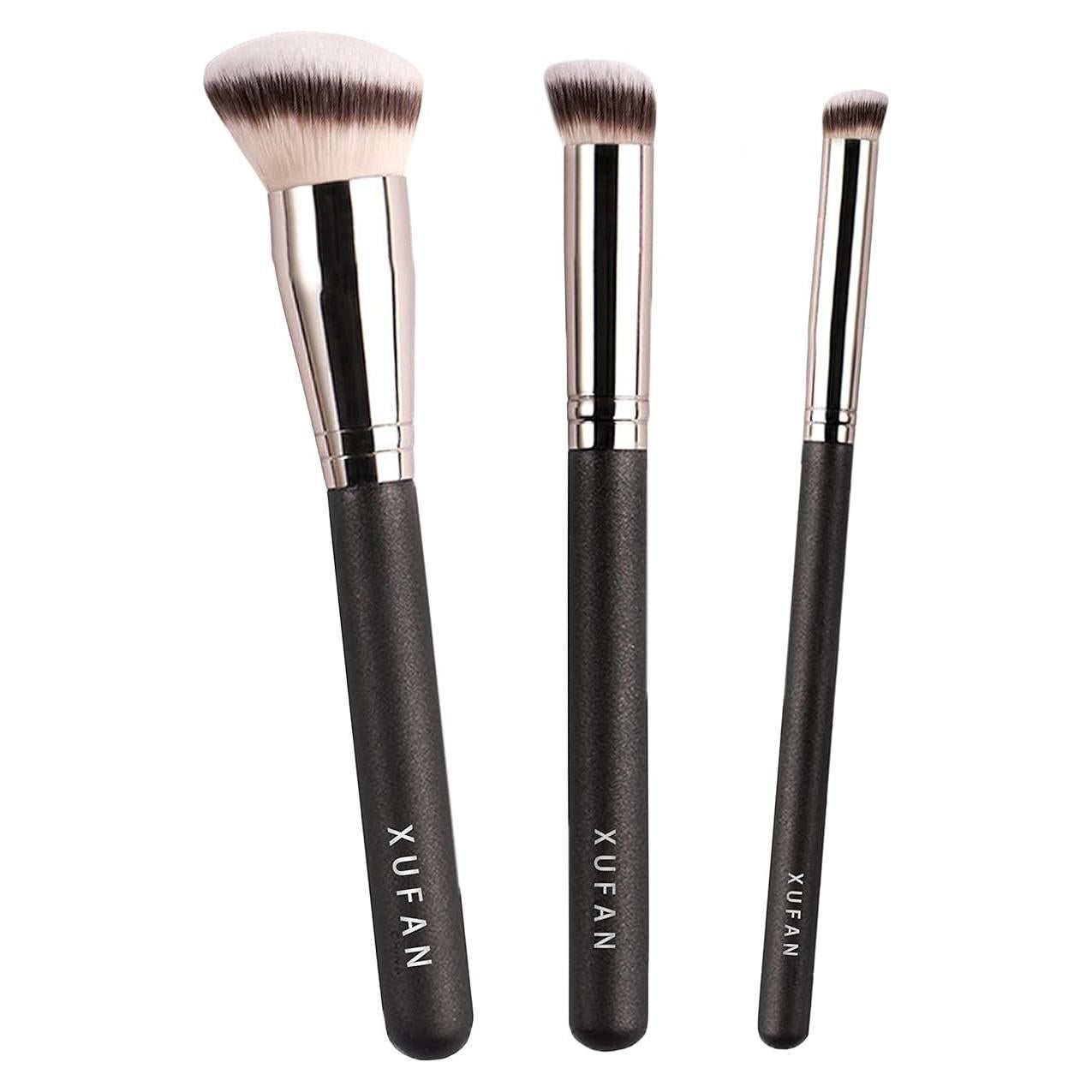 Set de 3 Brochas de Maquillaje XUFAN - Base, Corrector y Contorno