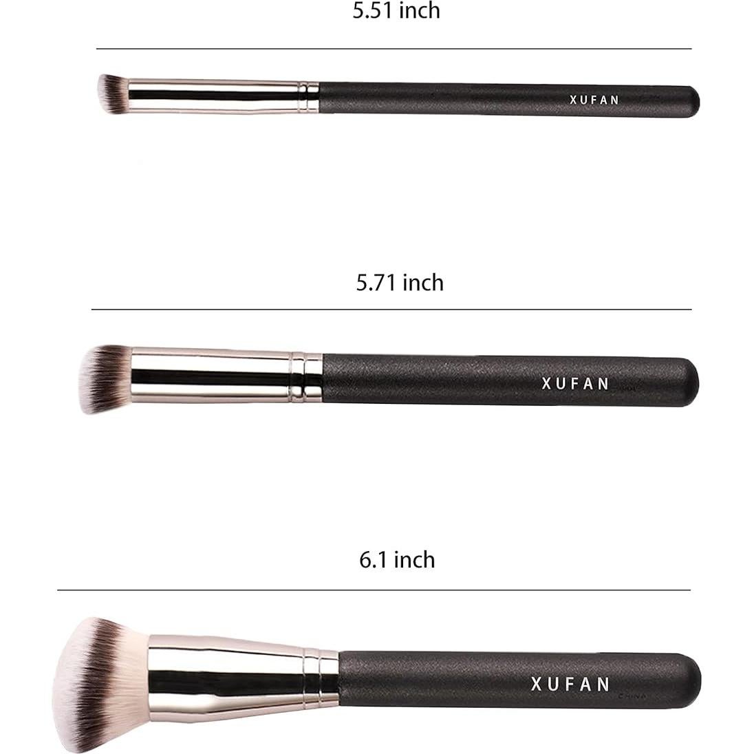 Set de 3 Brochas de Maquillaje XUFAN - Base, Corrector y Contorno