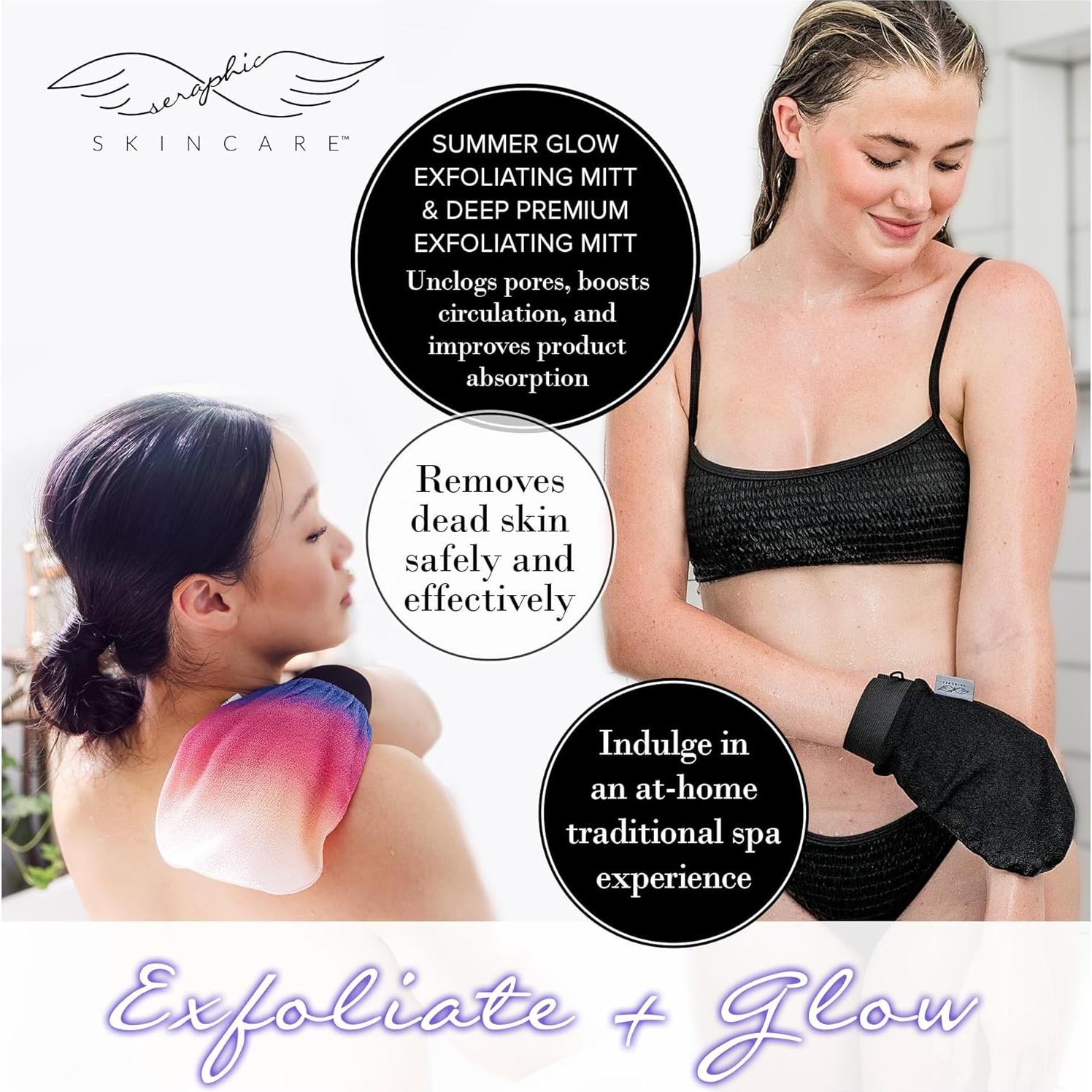 Dúo de Mitones Exfoliantes Seraphic Skincare Coreano - Kessa