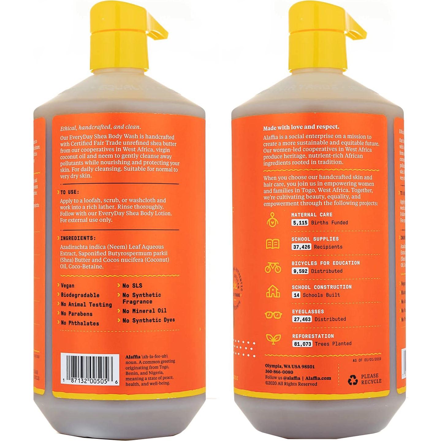 Gel de Ducha Alaffia Manteca de Karité 946 ml Sin Fragancia - 2 Unidades