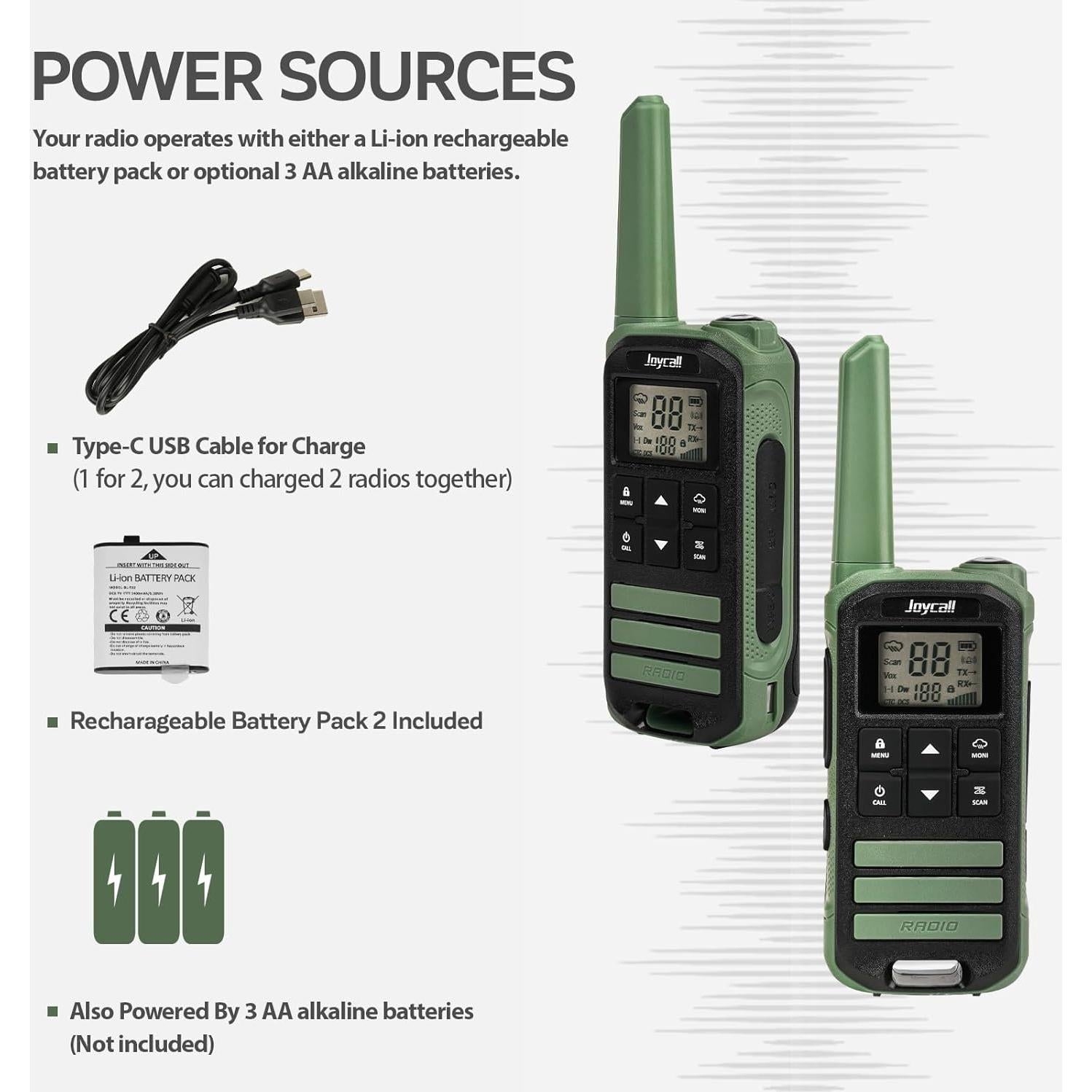 Walkie Talkies Joycall JF-22 5 km Alcance Verde NOAA