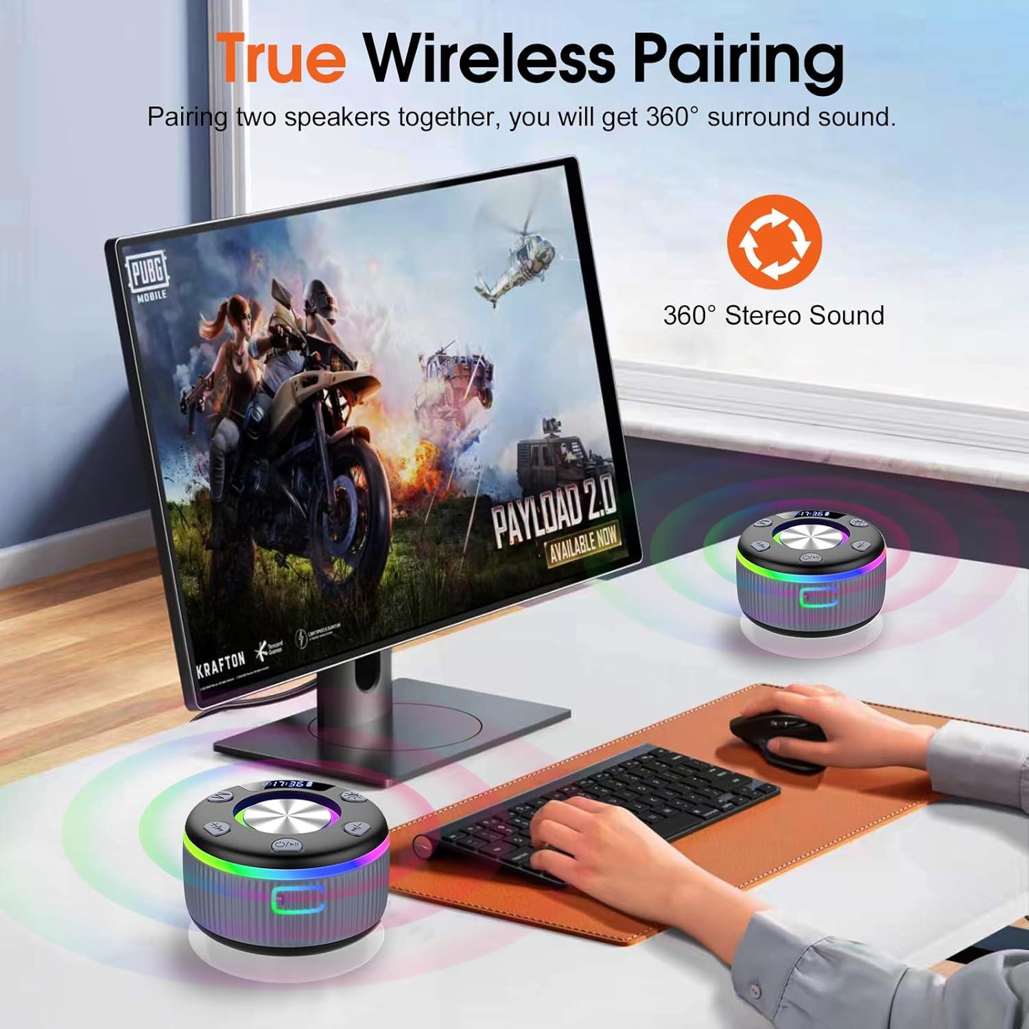 Altavoz Bluetooth PRSCFUM Q90 Impermeable con Luz LED 8h