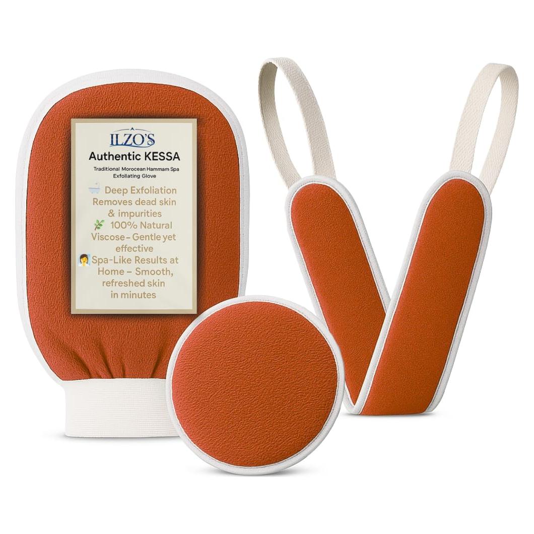 Guantes Exfoliantes Marroquíes ILZO'S - 3 Piezas Naranja
