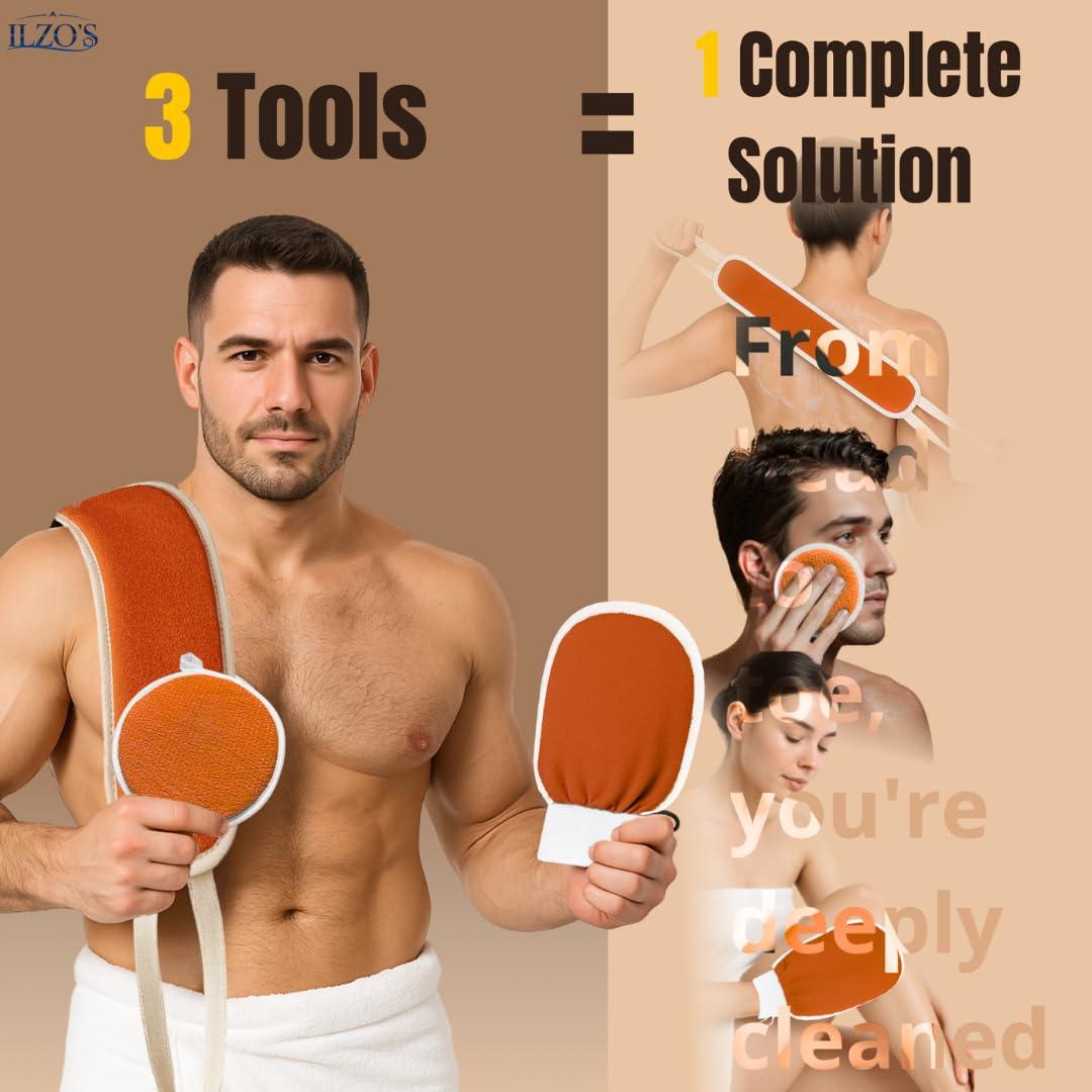 Guantes Exfoliantes Marroquíes ILZO'S - 3 Piezas Naranja