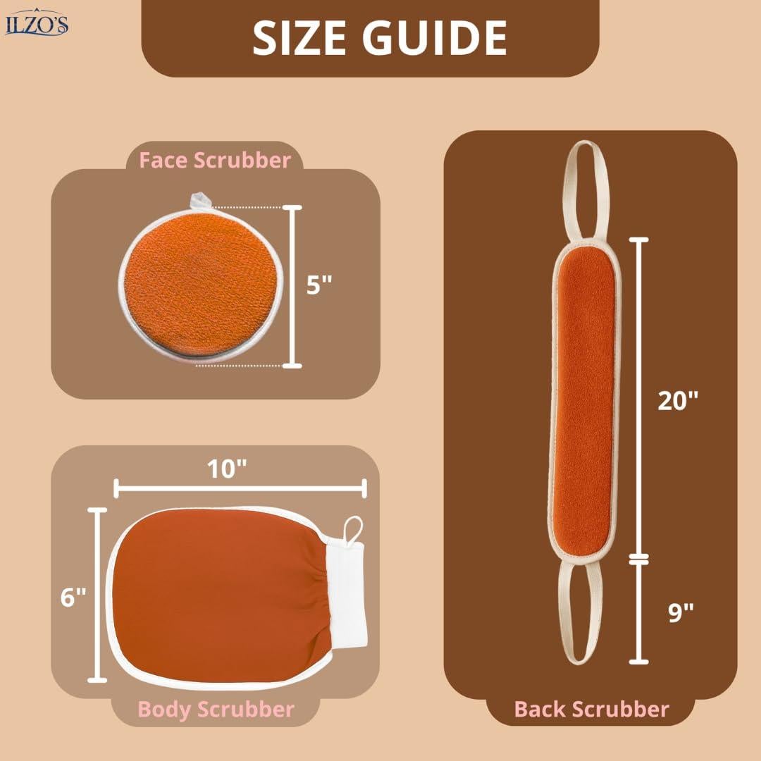 Guantes Exfoliantes Marroquíes ILZO'S - 3 Piezas Naranja