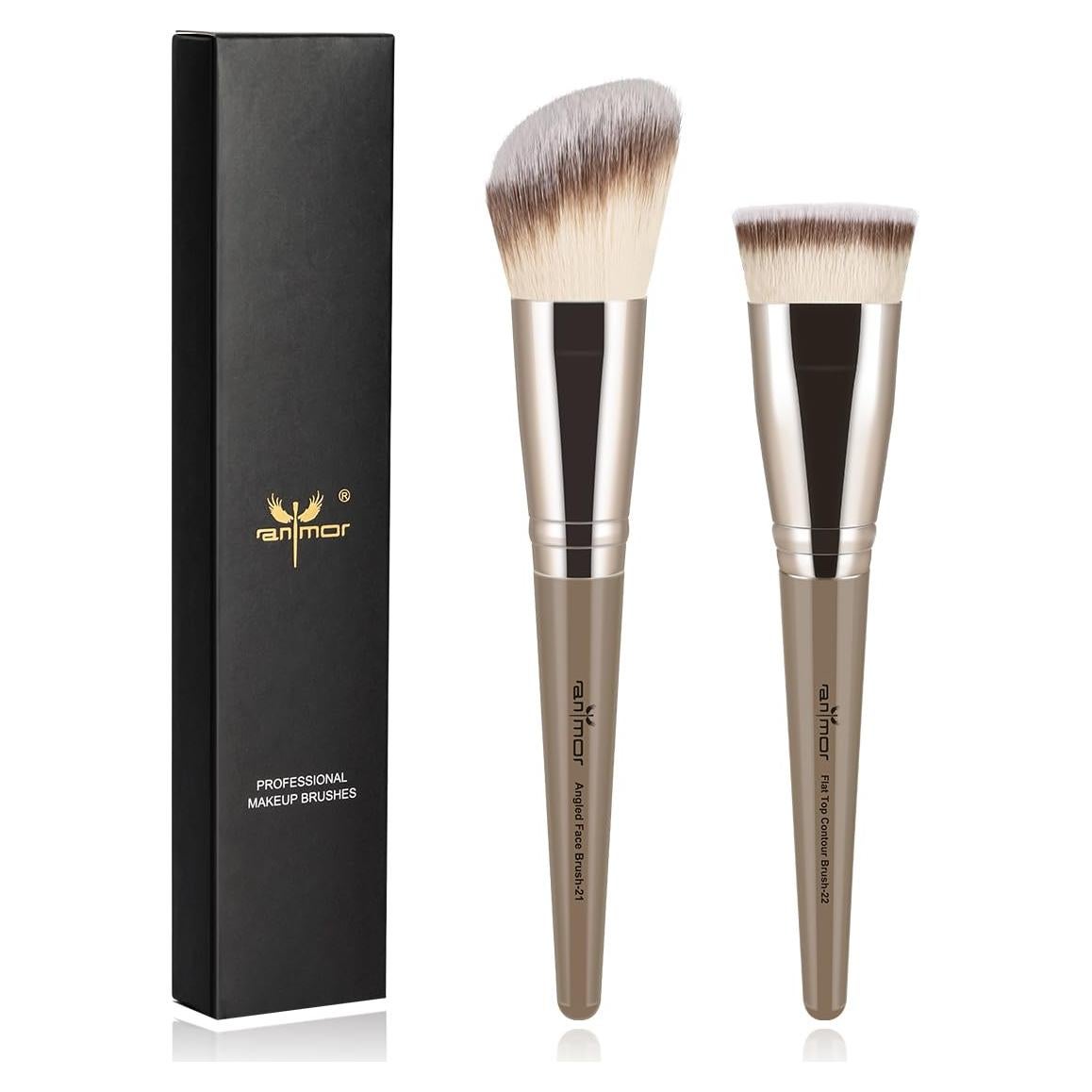 Juego de Brochas de Maquillaje Anmor - Contorno Angulado y Plano