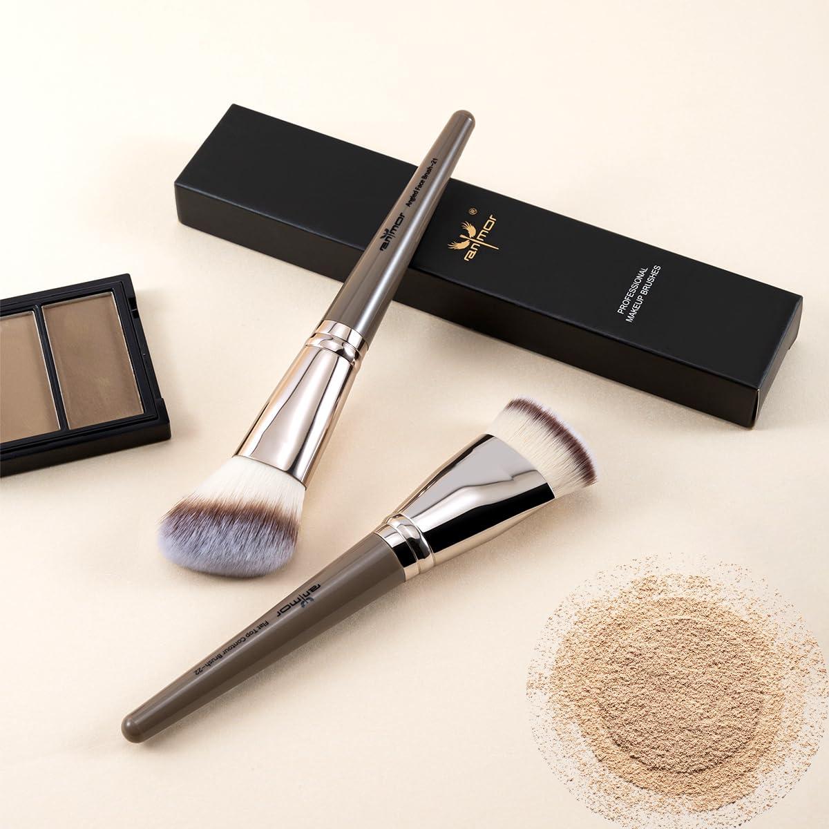 Juego de Brochas de Maquillaje Anmor - Contorno Angulado y Plano