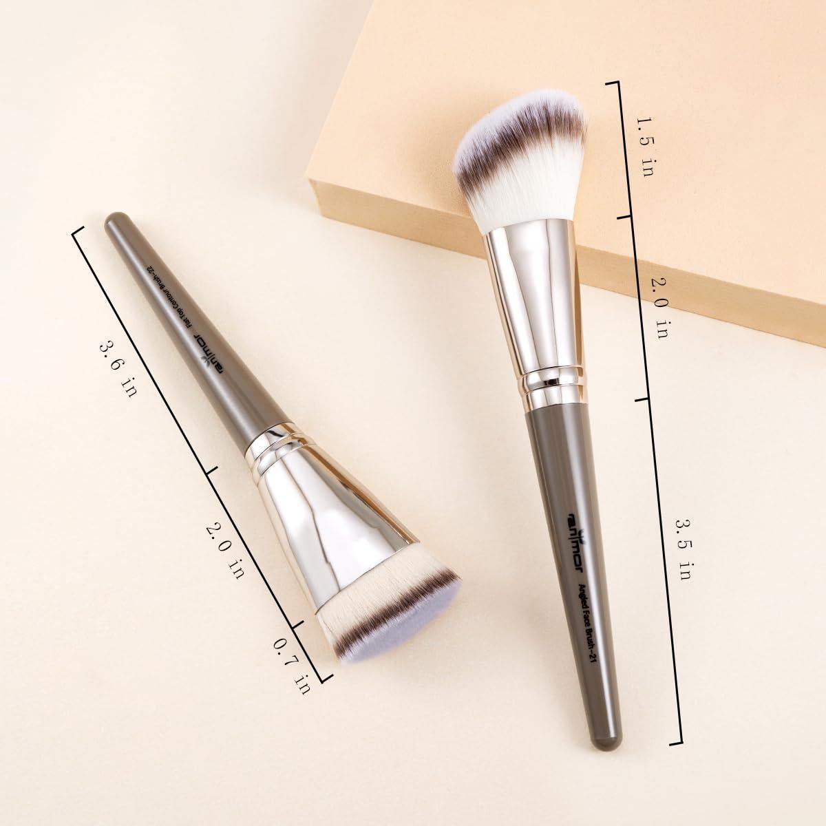 Juego de Brochas de Maquillaje Anmor - Contorno Angulado y Plano