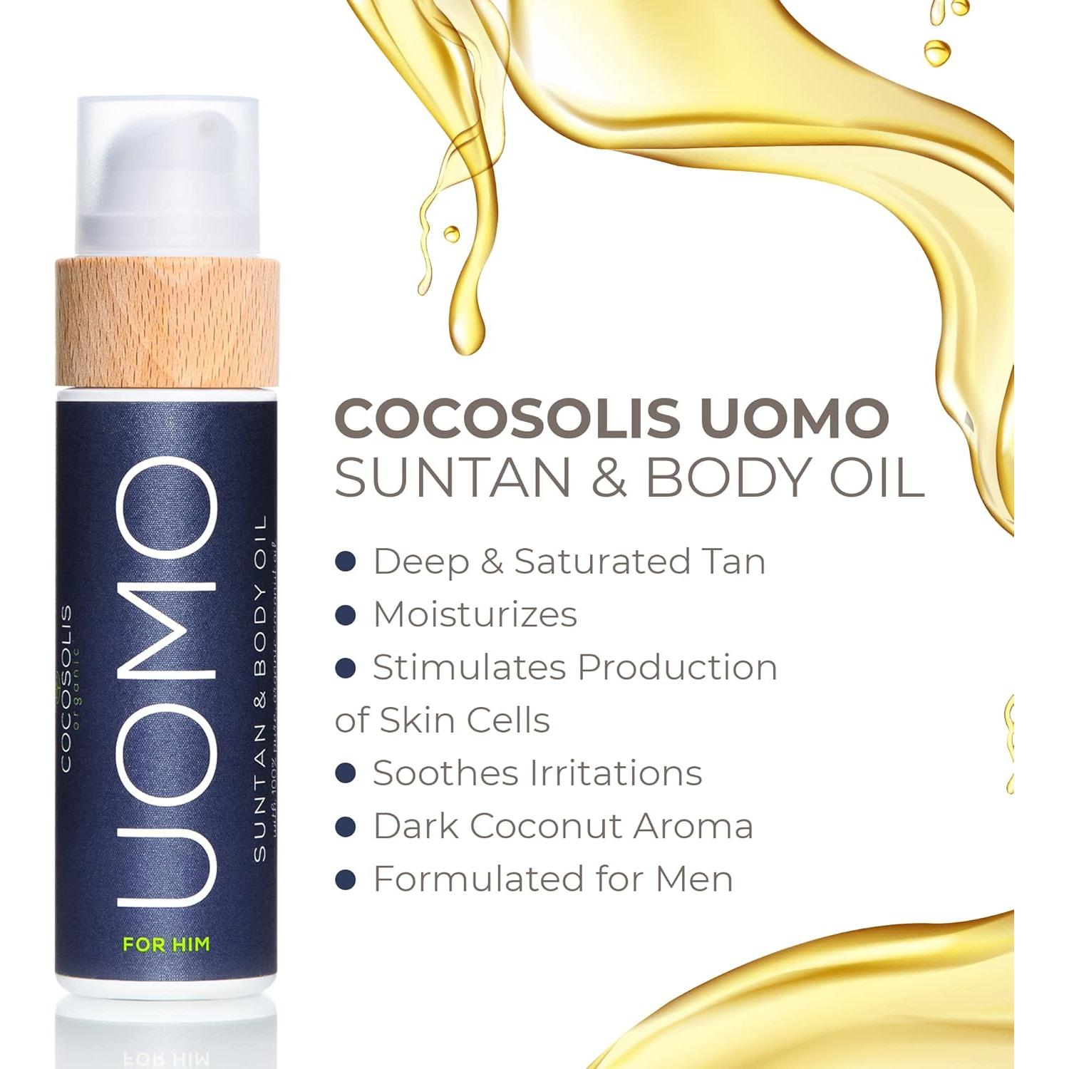Aceite de Bronceado Orgánico COCOSOLIS UOMO 207ml - Aroma Coco Negro